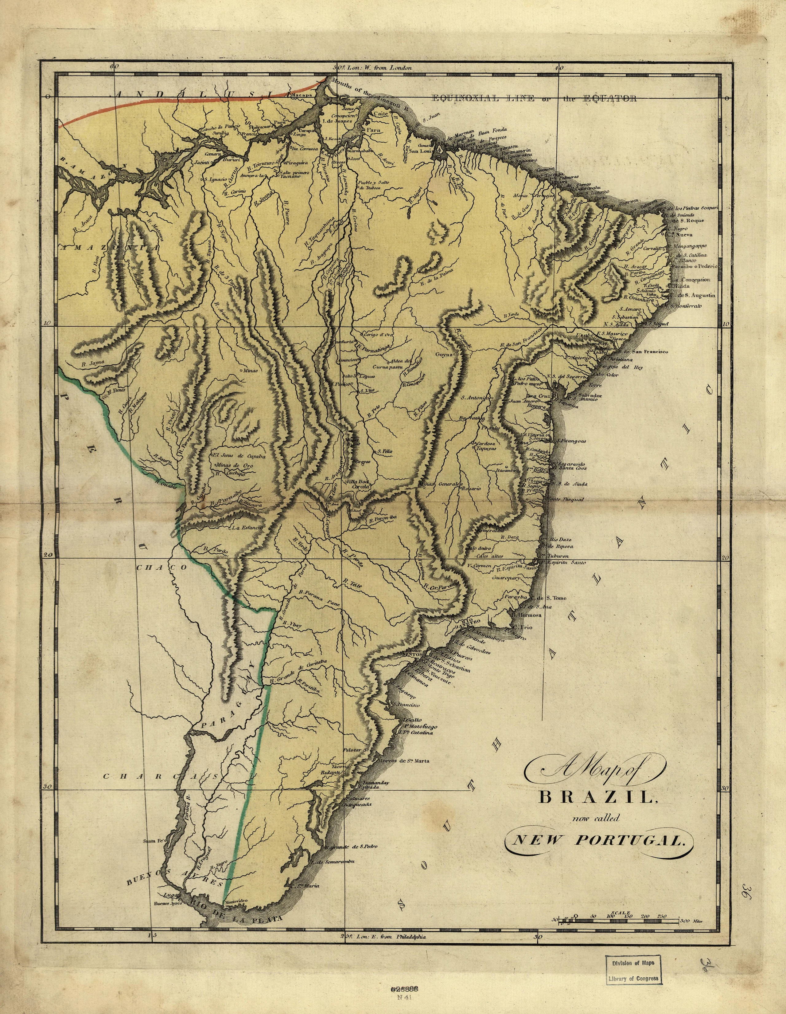 A map of Brazil, now called New Portugal