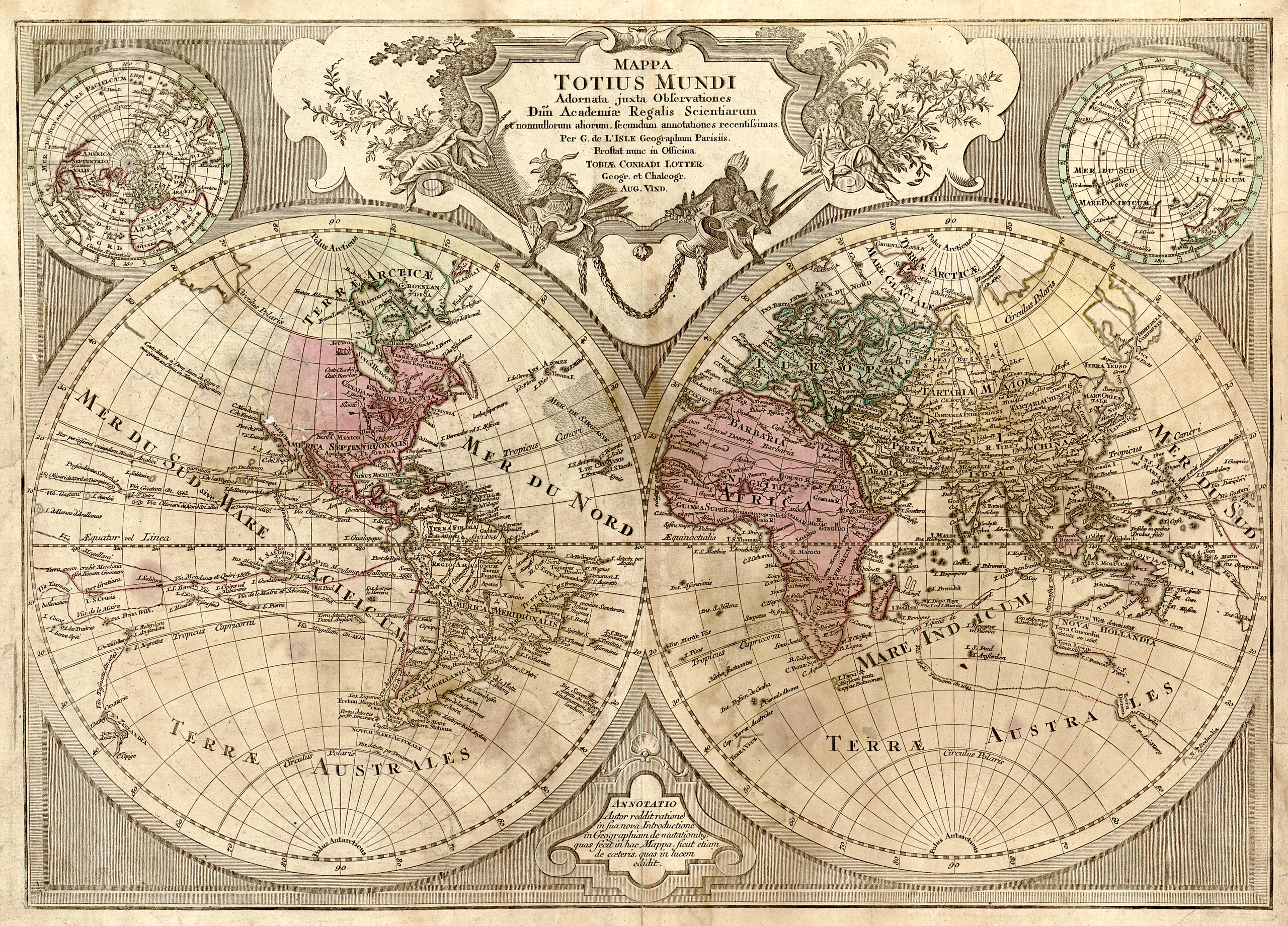 Mappa totius mundi : adornata juxta observationes dnn. academiae regalis scientiarum et nonnullorum aliorum secundum ann