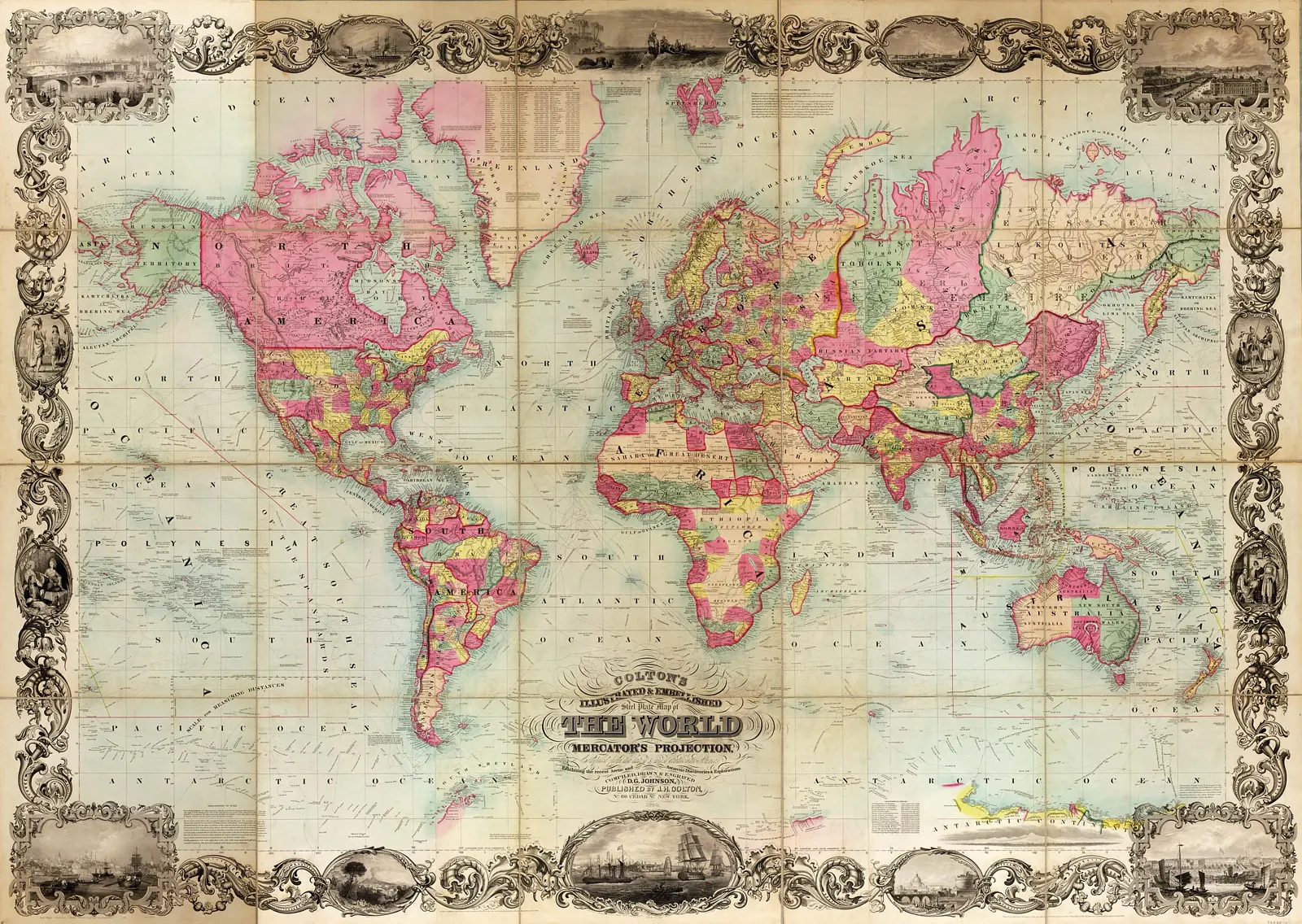 Colton's illustrated & embellished steel plate map of the world on Mercator's projection : compiled from the latest & mo