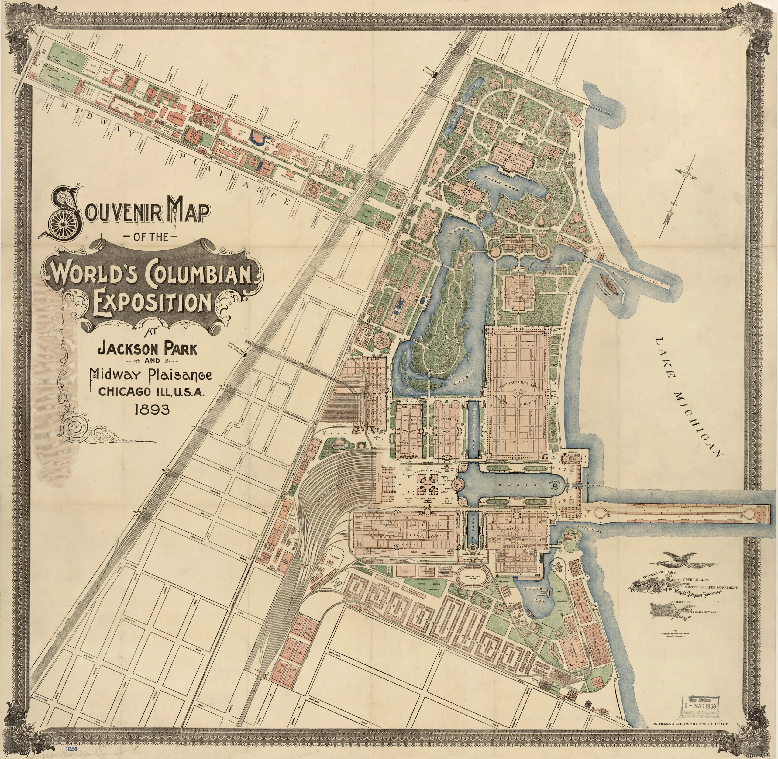 Souvenir map of the World's Columbian Exposition at Jackson Park and Midway Plaisance, Chicago, Ill, U.S. A. 1893