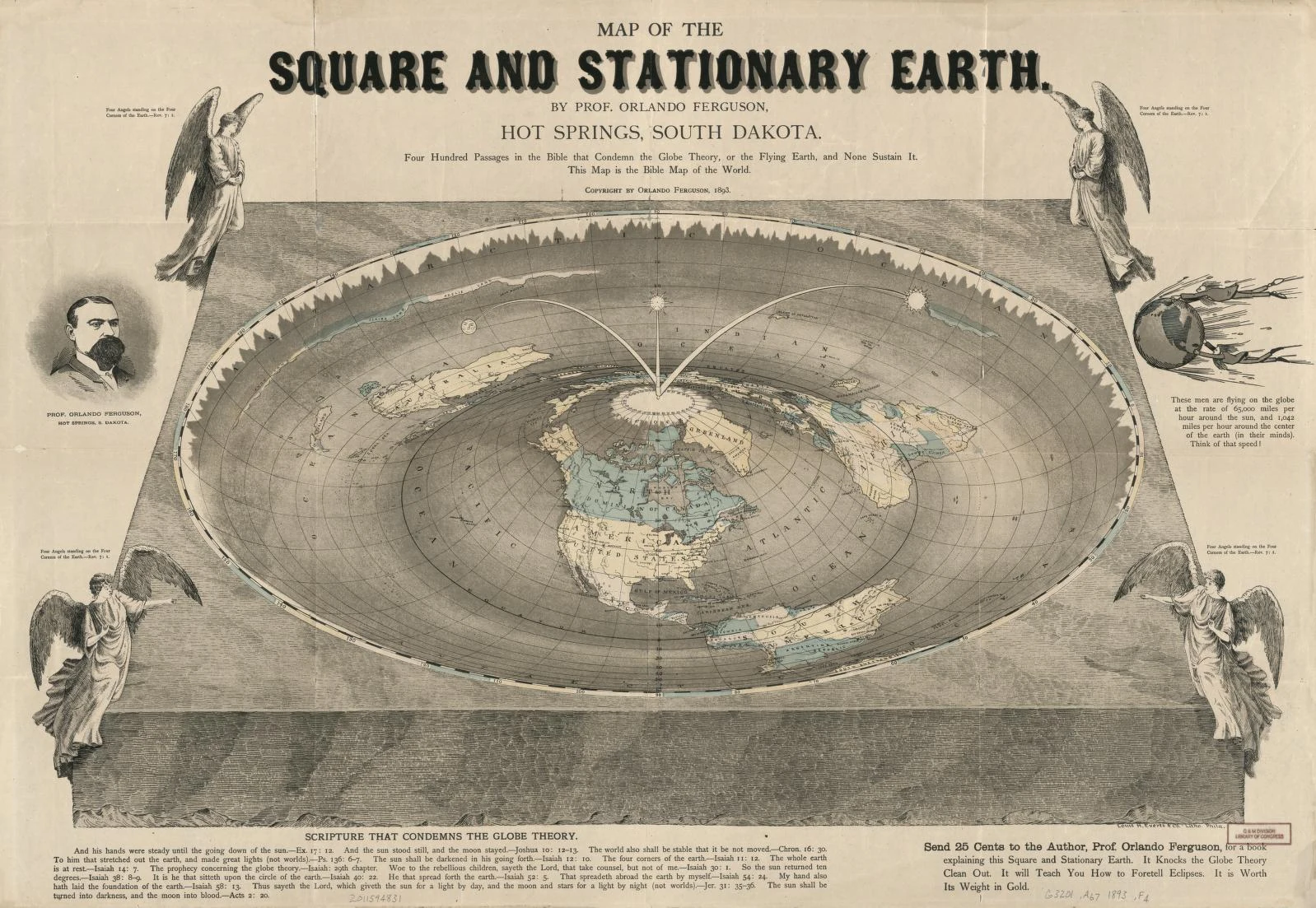 Map of the square and stationary earth : four hundred passages in the Bible that condemn the Globe Theory, or the Flying