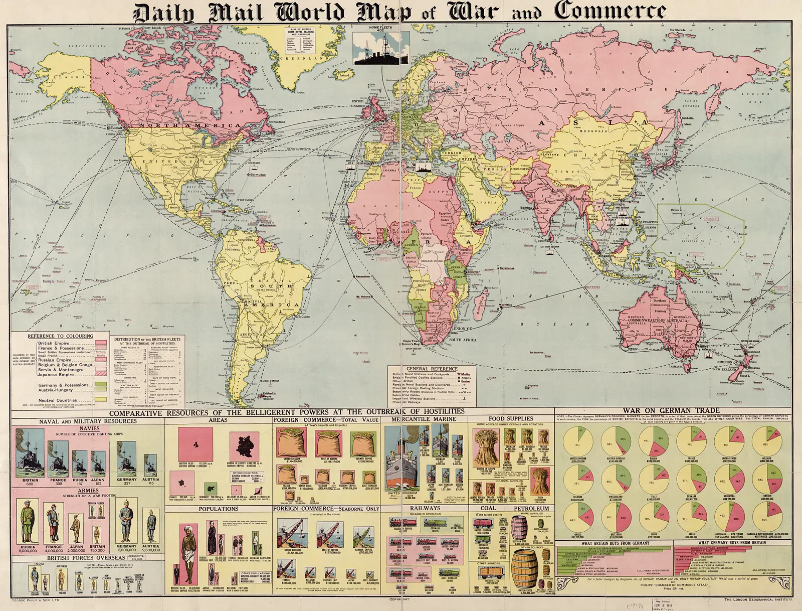Daily Mail world map of war and commerce