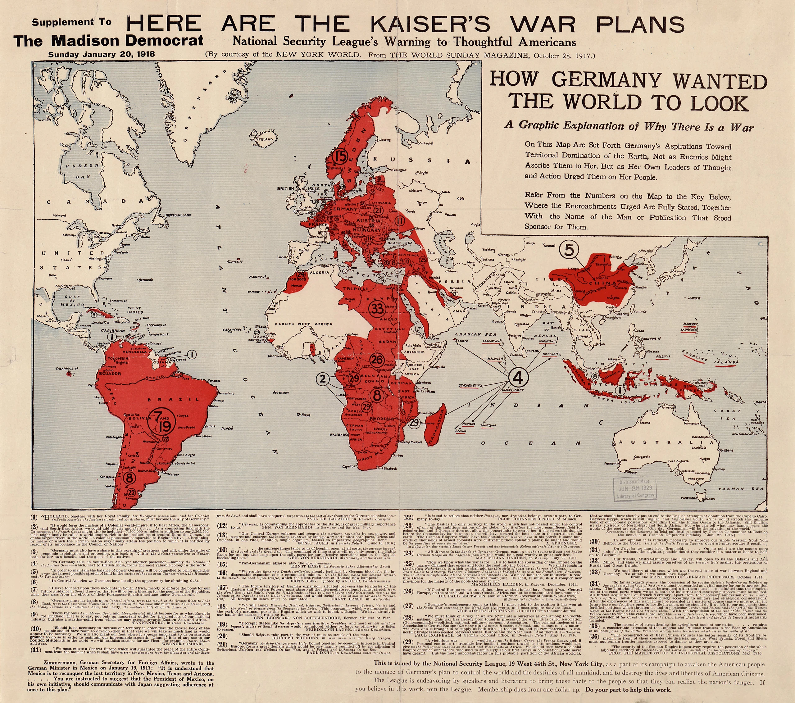Here are the Kaiser's war plans : National Security League's warning to thoughtful Americans : how Germany wanted the wo