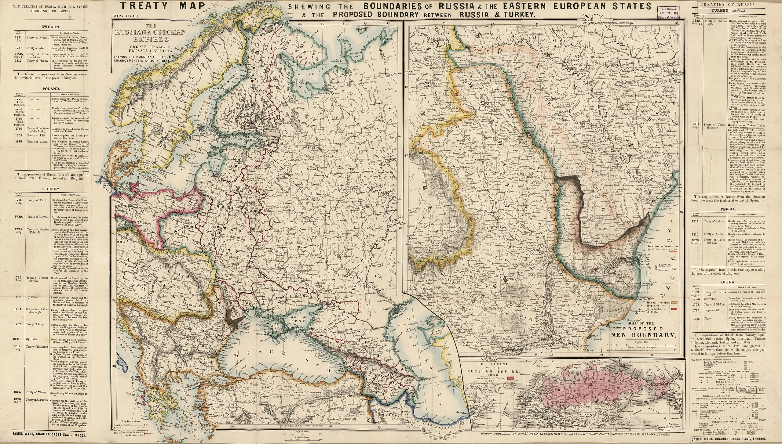 Treaty map shewing the boundaries of Russia & the Eastern European states : & the proposed boundary between Russia & Tur