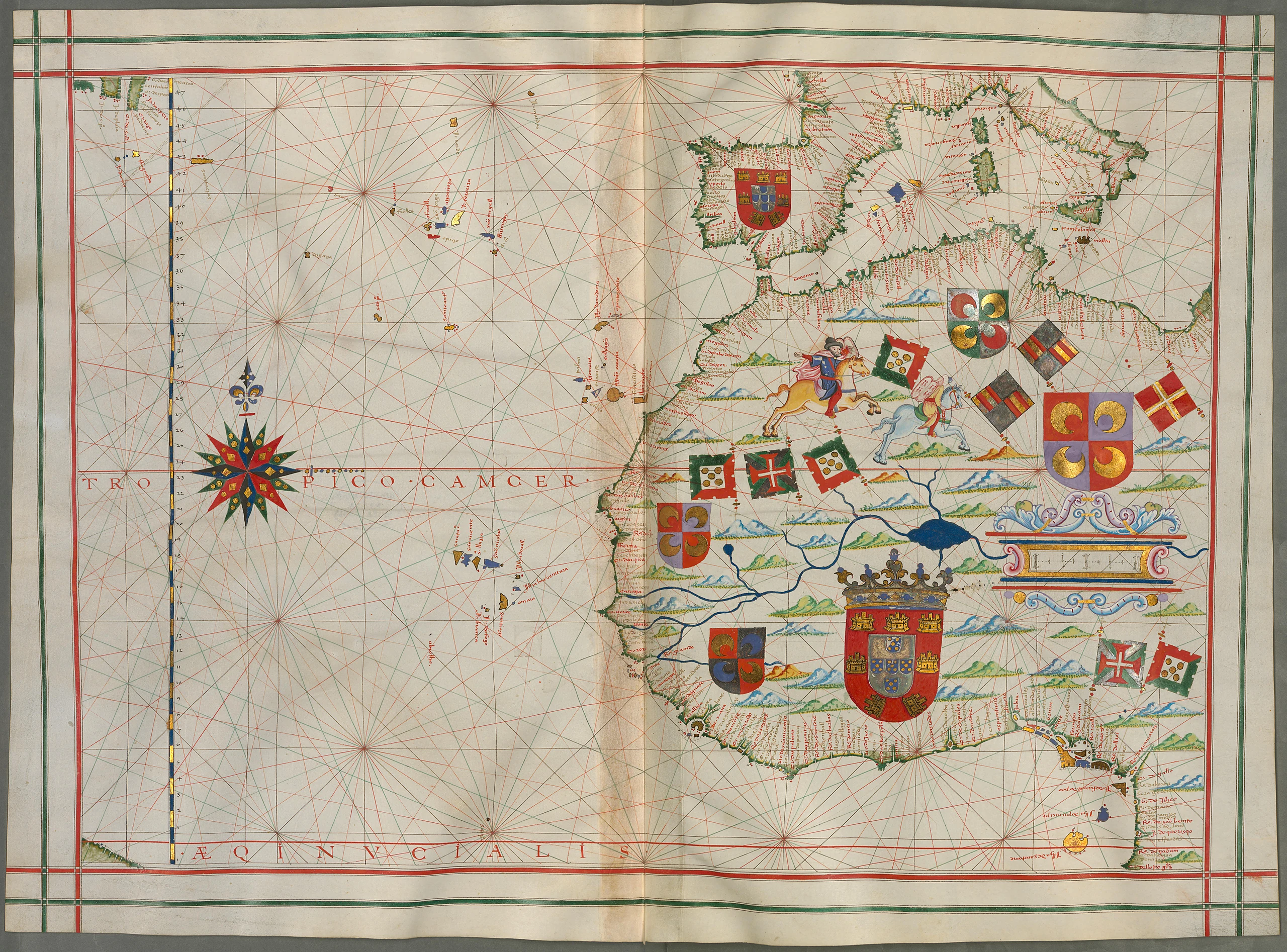 Atlas with Portolan Charts of the Old World and New World, 1580.