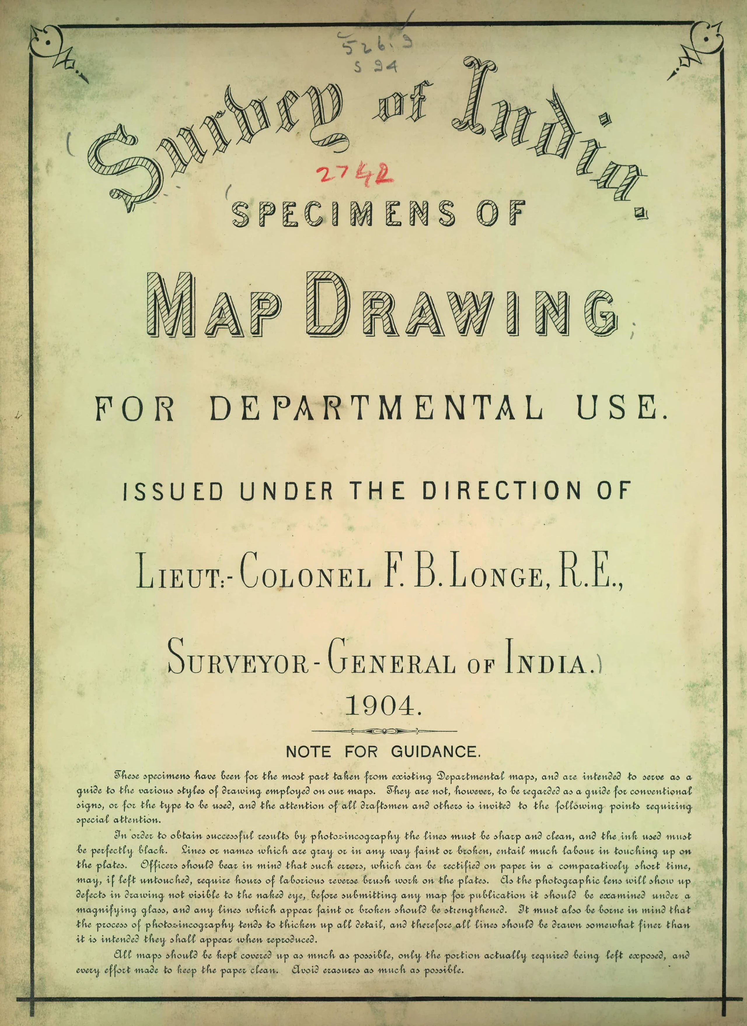 Survey of India: Specimens of Map Drawing.