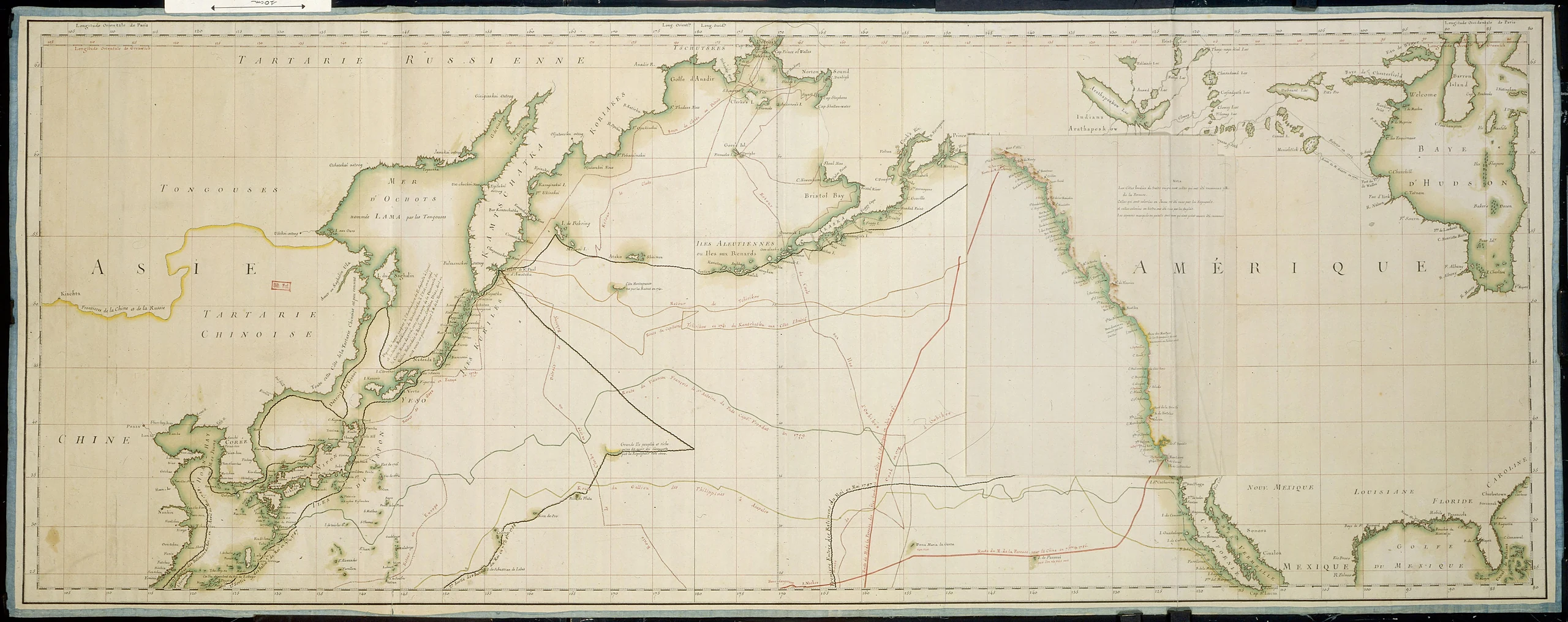 Map of the Ocean Showing the Different Routes of the Navigators around the World.
