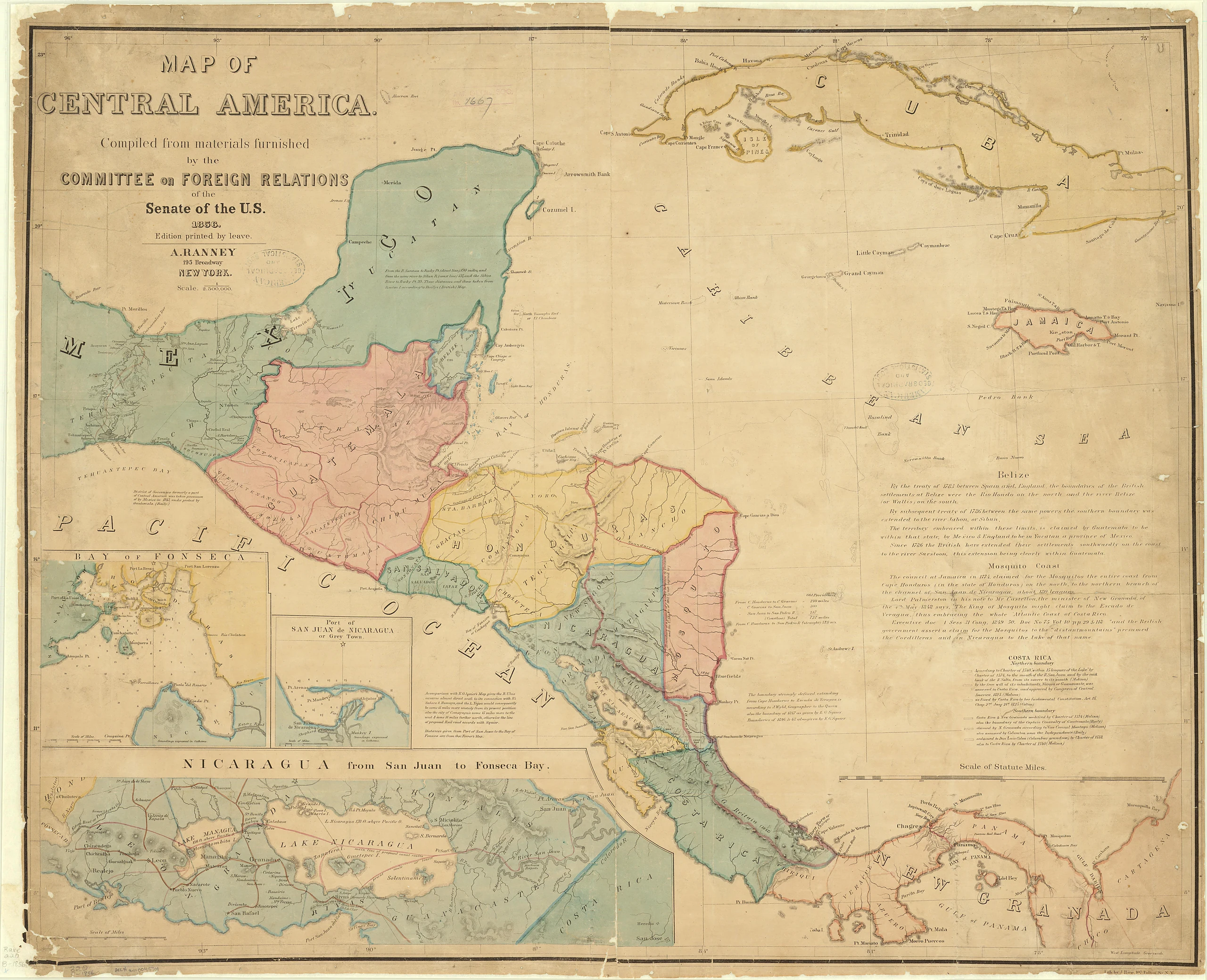 Map of Central America, 1856.