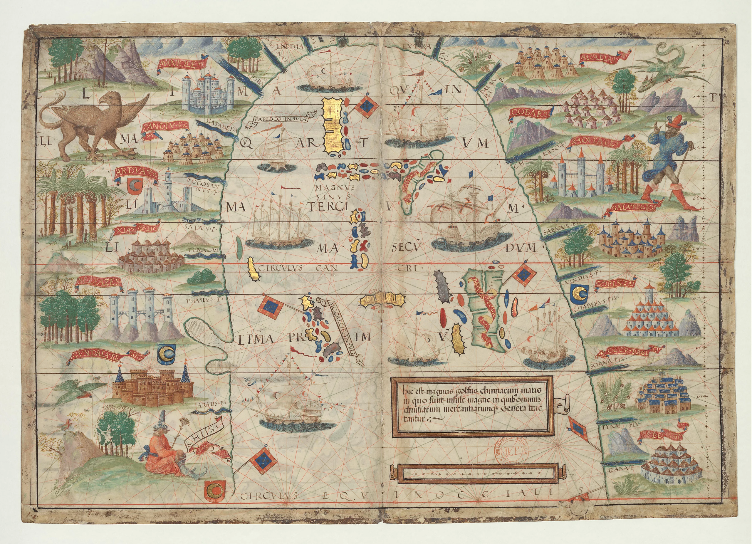 Nautical Atlas of the World, Folio 4 Recto, Magnus Sinus and Folio 4 Verso, China Sea with the Moluccas.
