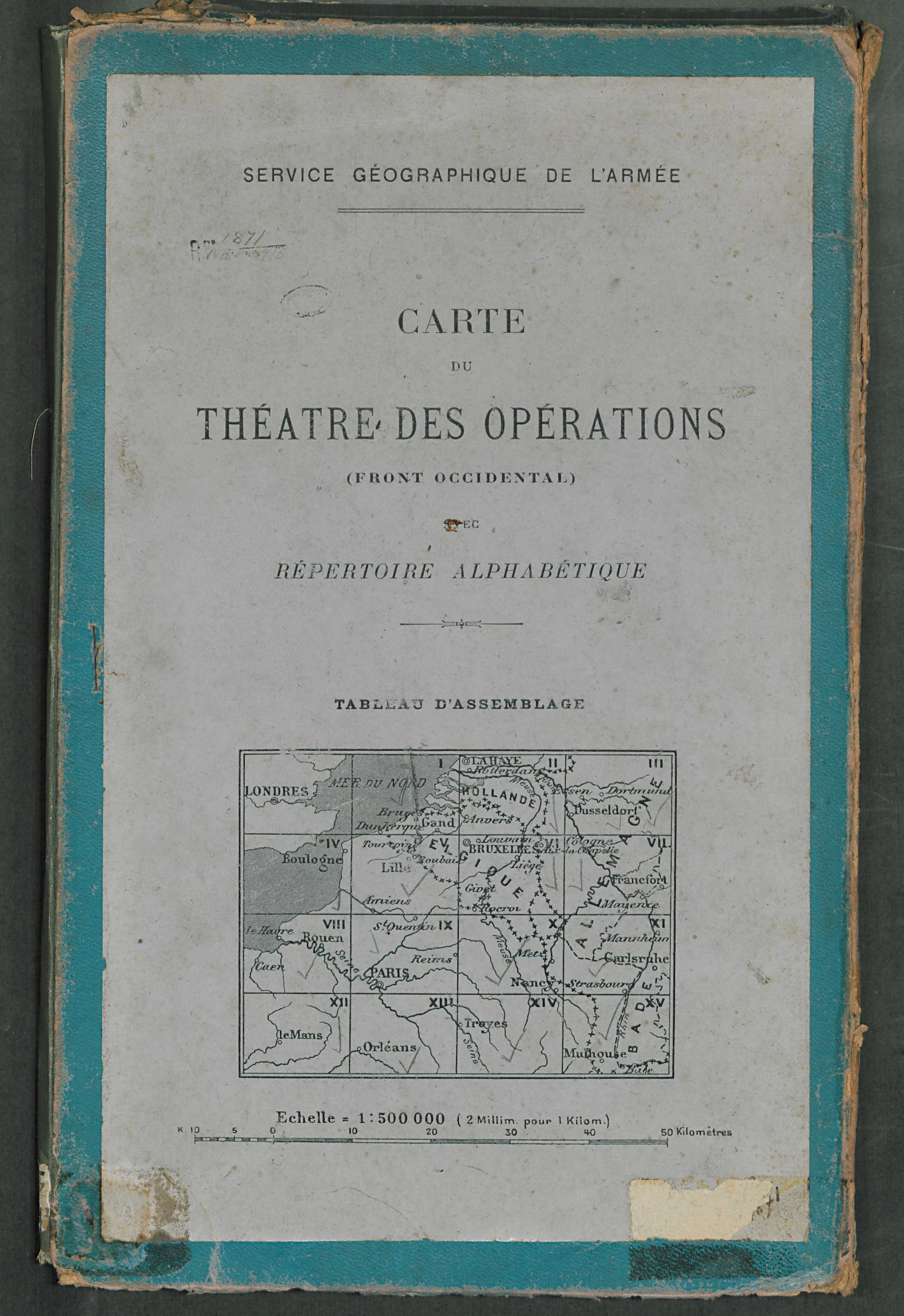 Map of the Theater of Operations (Western Front) with Alphabetical Directory.