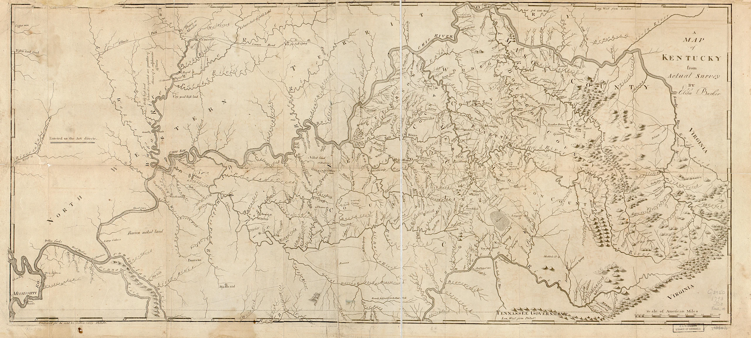 A map of Kentucky from actual survey