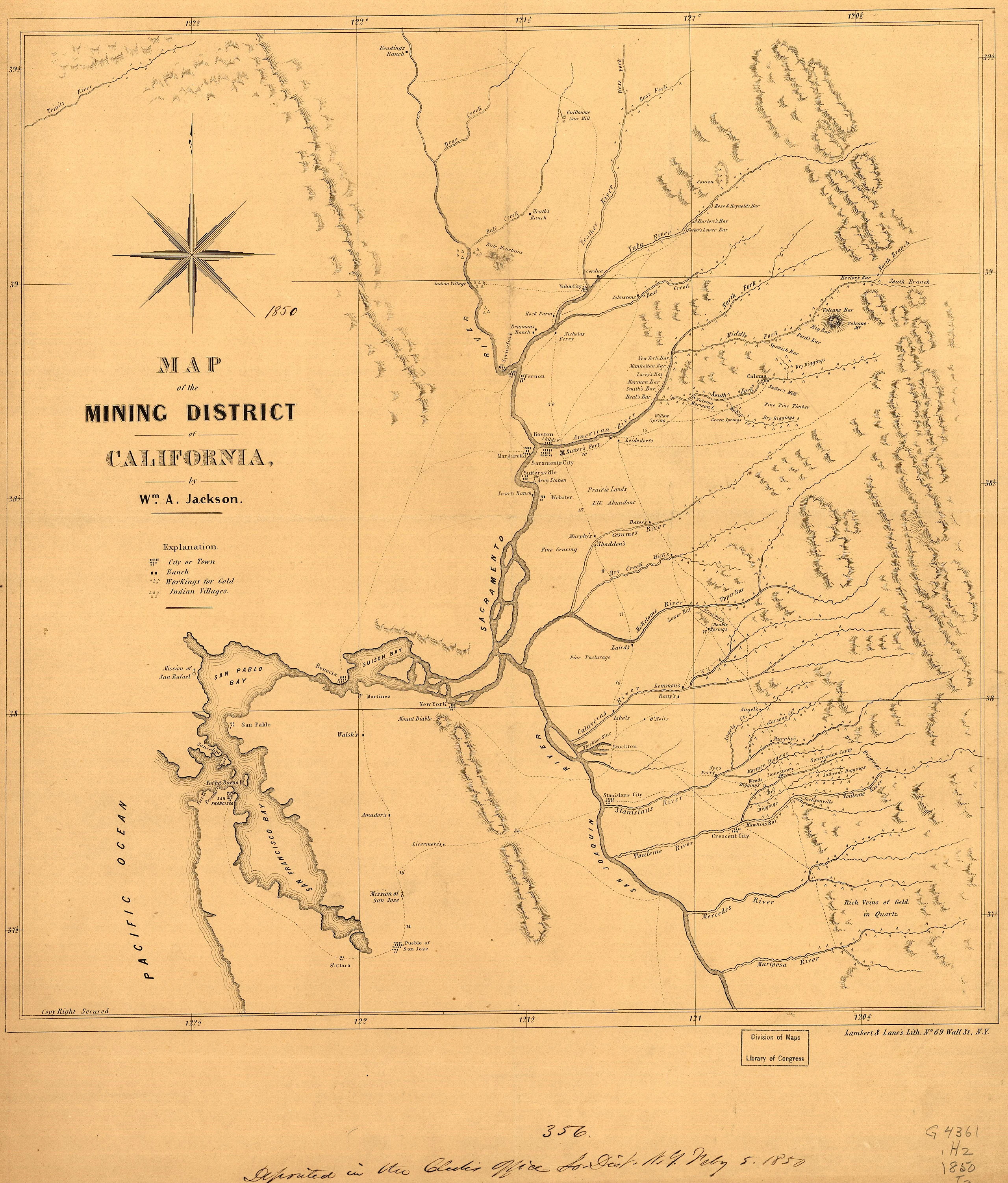 Map of the mining district of California