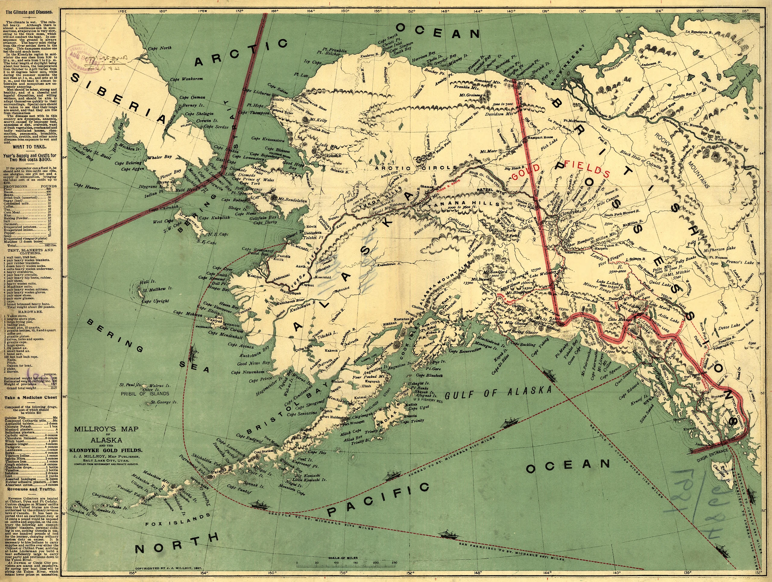 Millroy's map of Alaska and the Klondyke gold fields