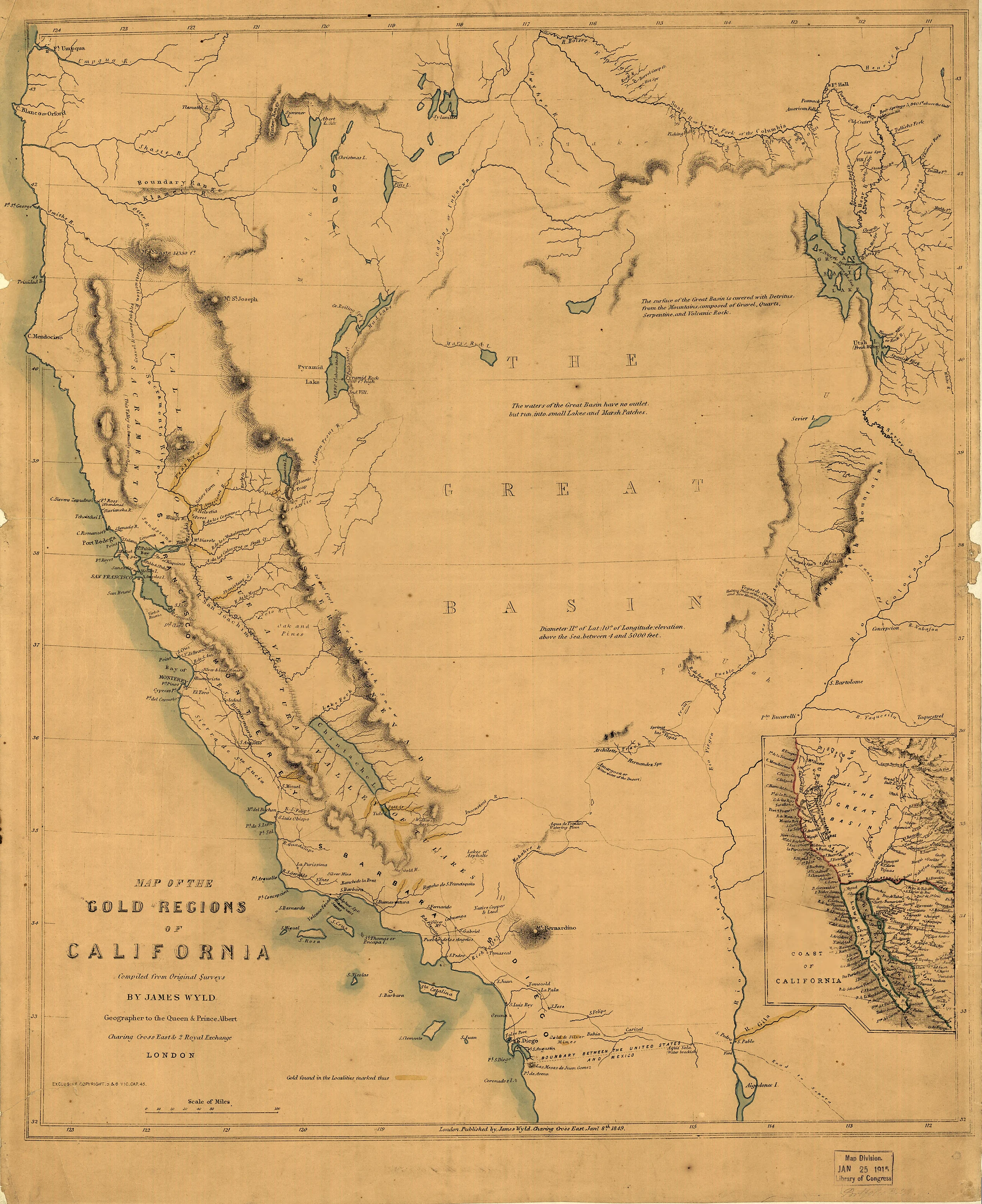 Map of the gold regions of California