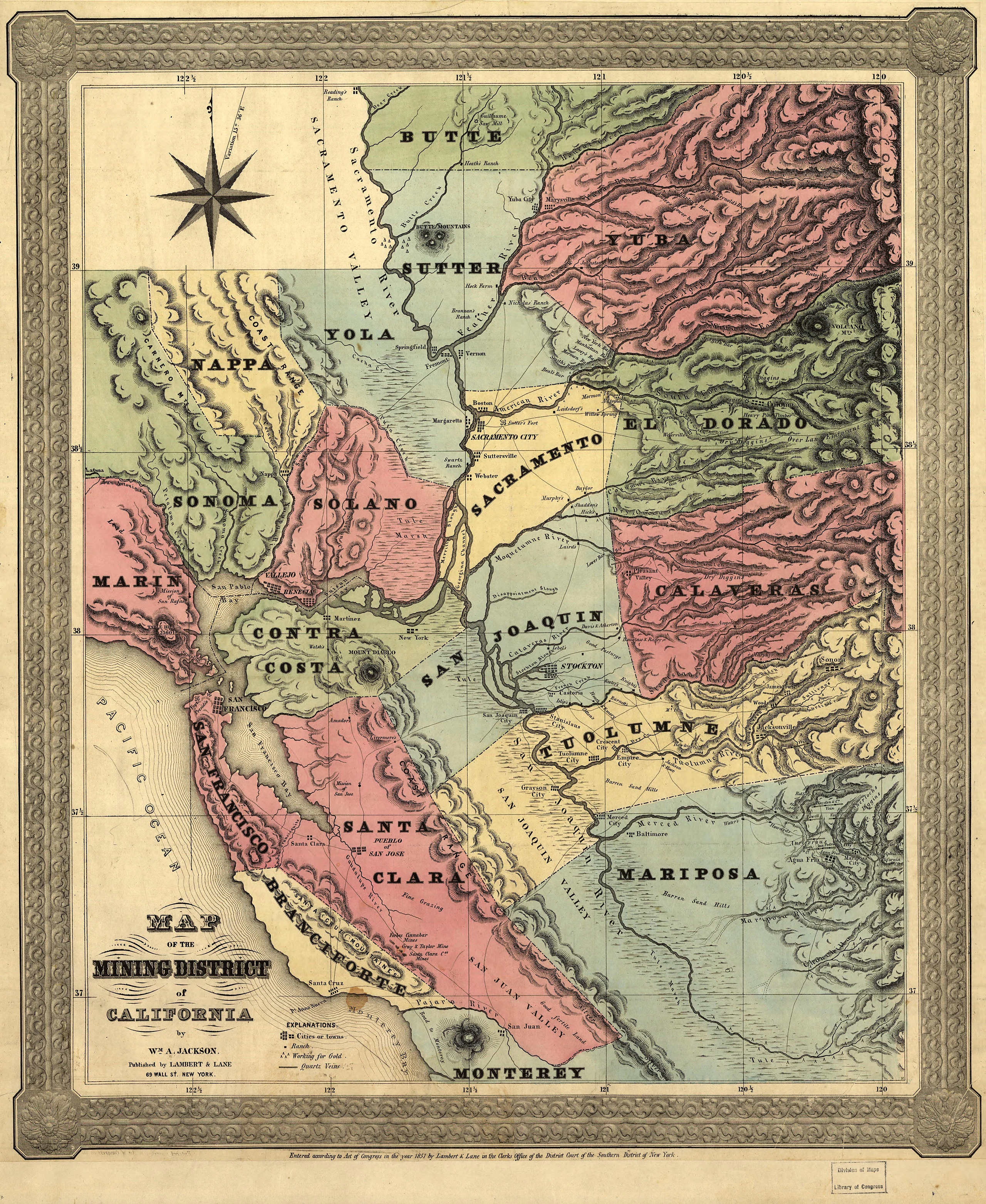 Map of the mining district of California