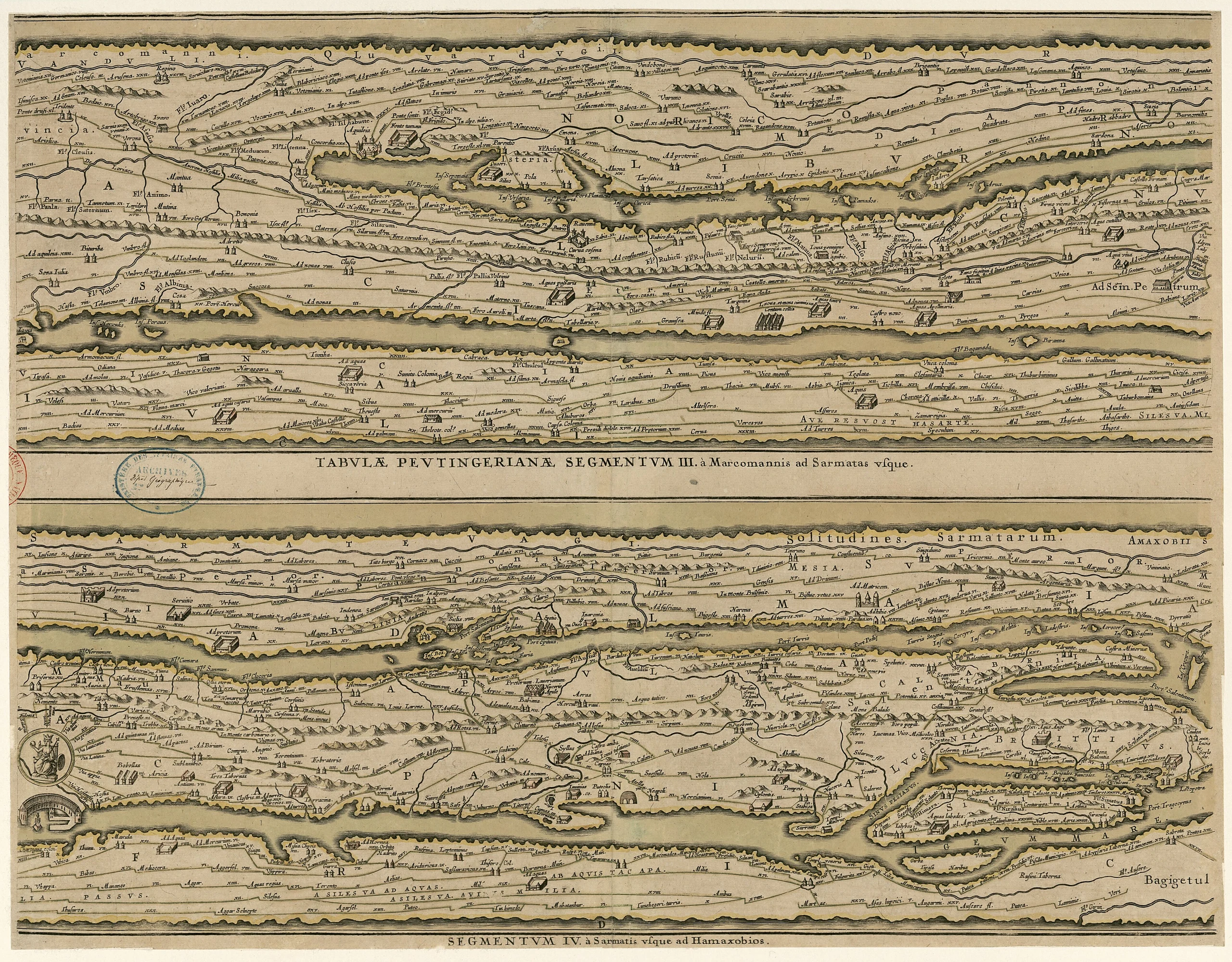 Tabula itineraria - ex illustri Peutingerorum bibliotheca quae Augustae Vindelicorum beneficio Marci Velseri septemviri