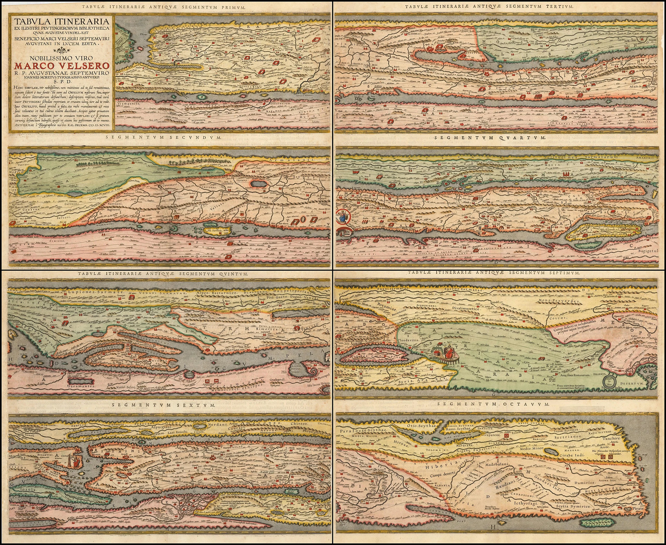 Tabula Itineraria Ex Illustri Peutingerorum Biblitheca Quae Augustae Vindel. Est Beneficio Marci Velseri Septemviri Augu