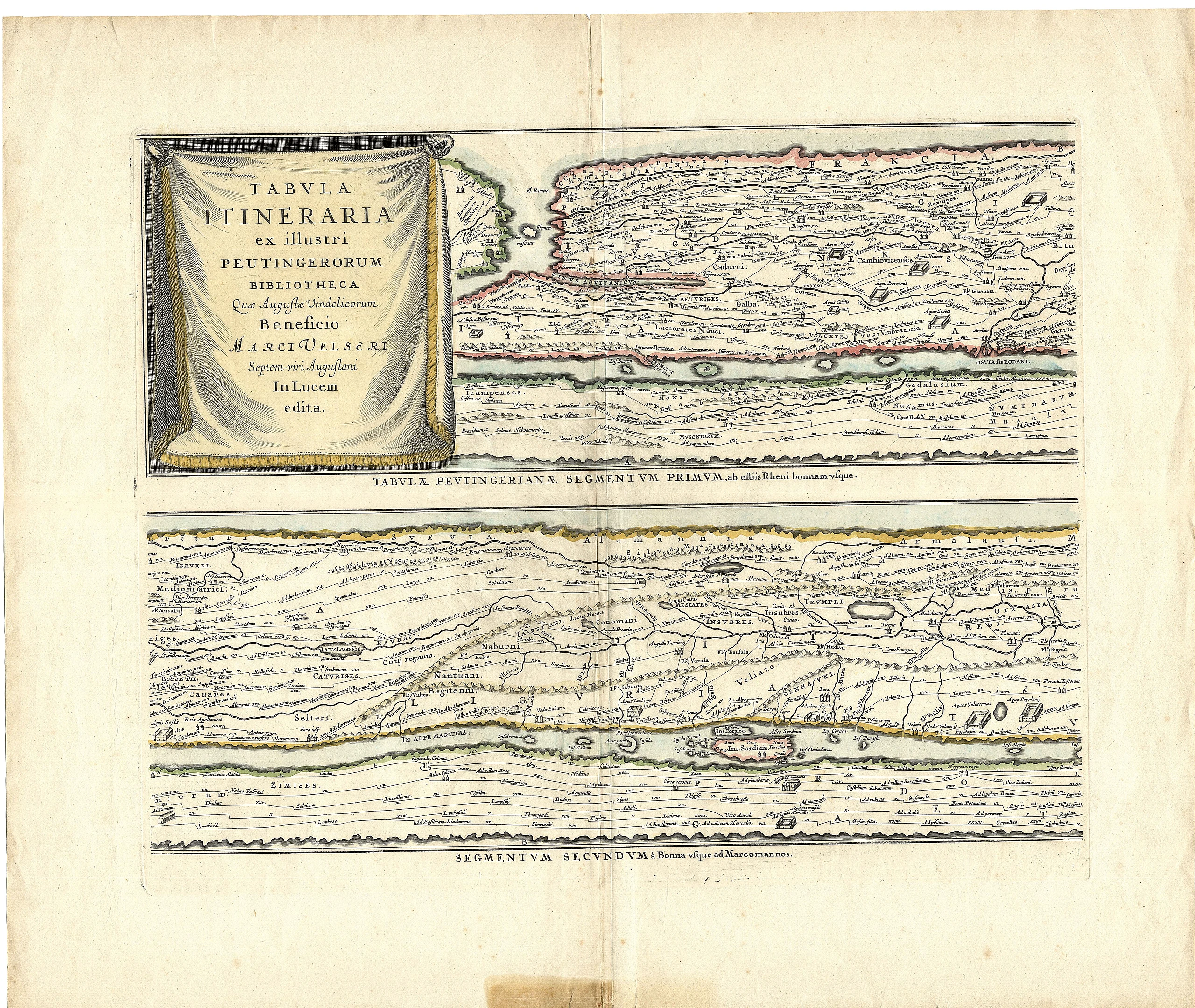 Map italy monferrato CG 53 TABULA ITINERARIA Quae Auguste Vindelicorum Beneficio Marci Velseri Septem Viri Augustani