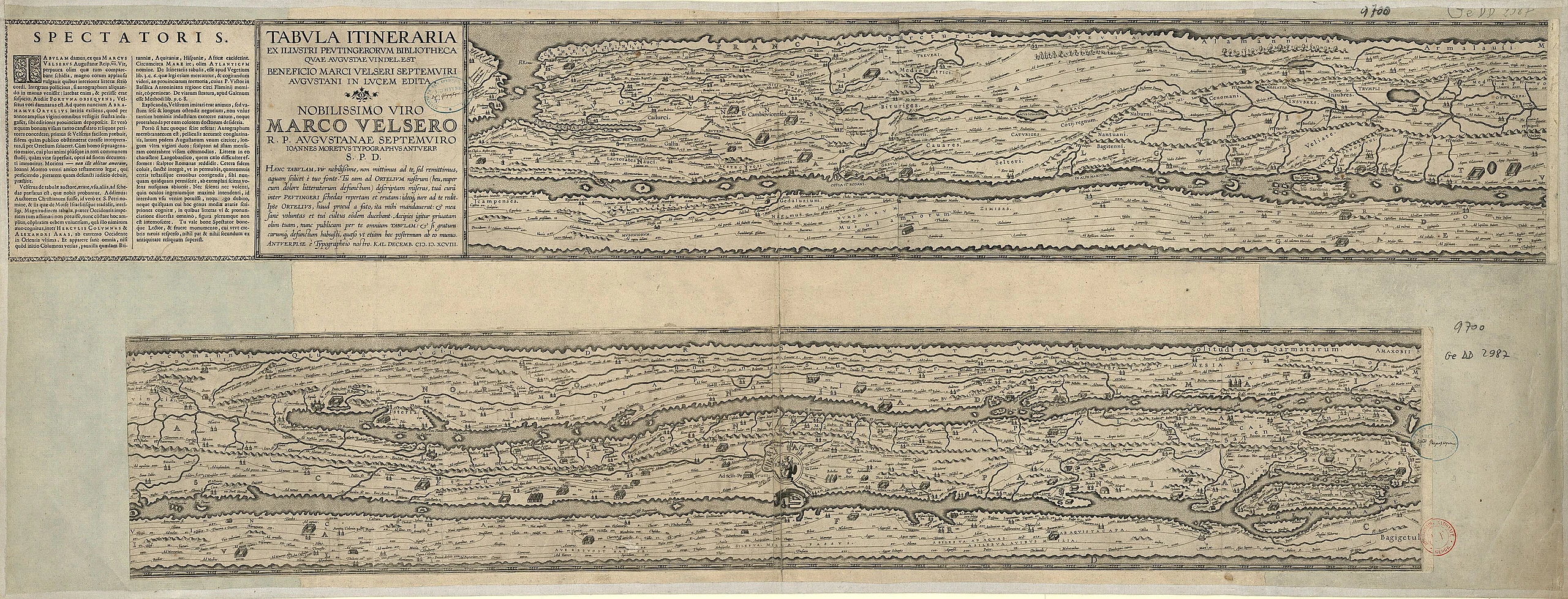 Tabula itineraria, ex illustri Peutingerorum bibliotheca quae Augustae Vindel - sheet