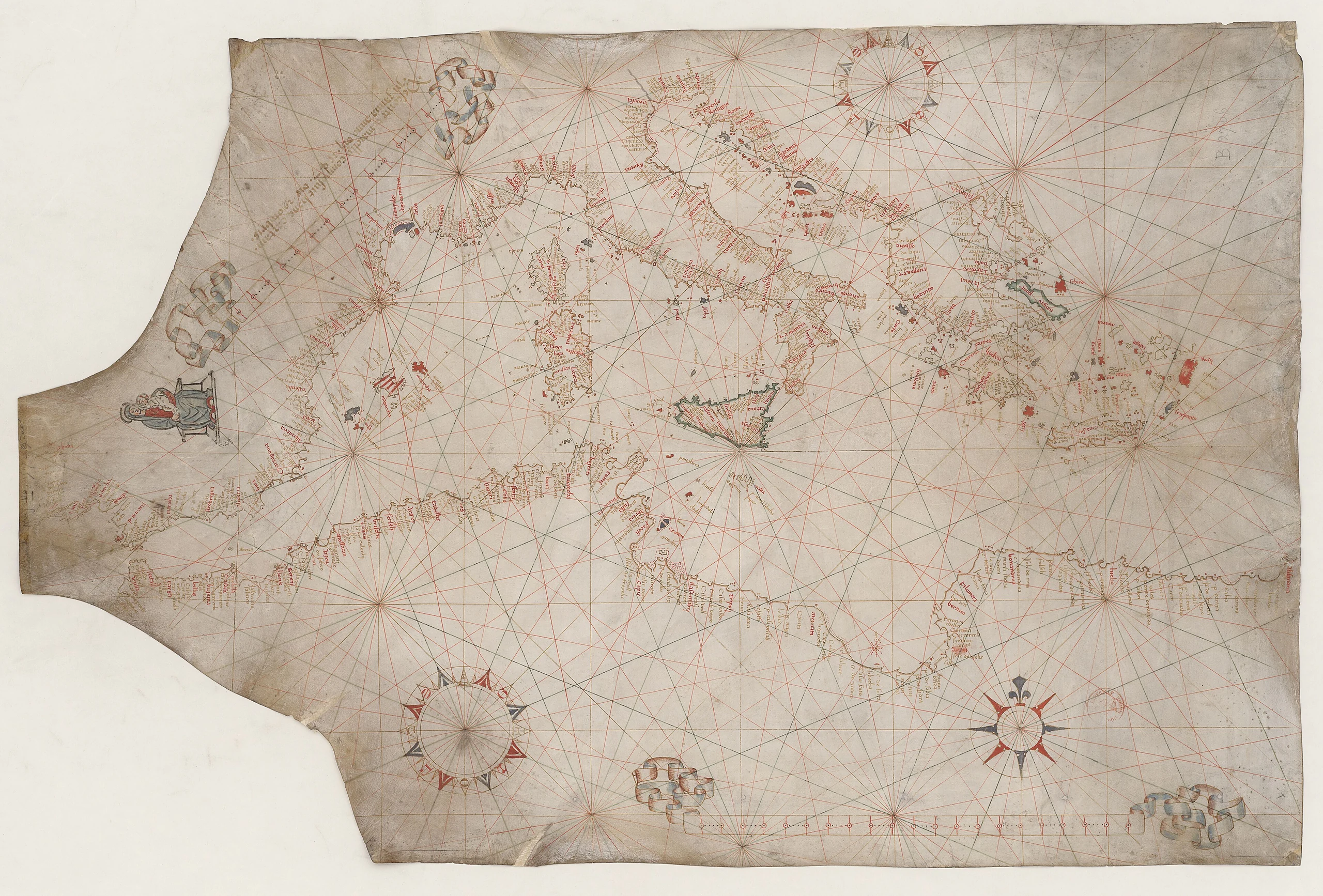 Portolan chart of the Mediterranean Sea by Vesconte Maggiolo