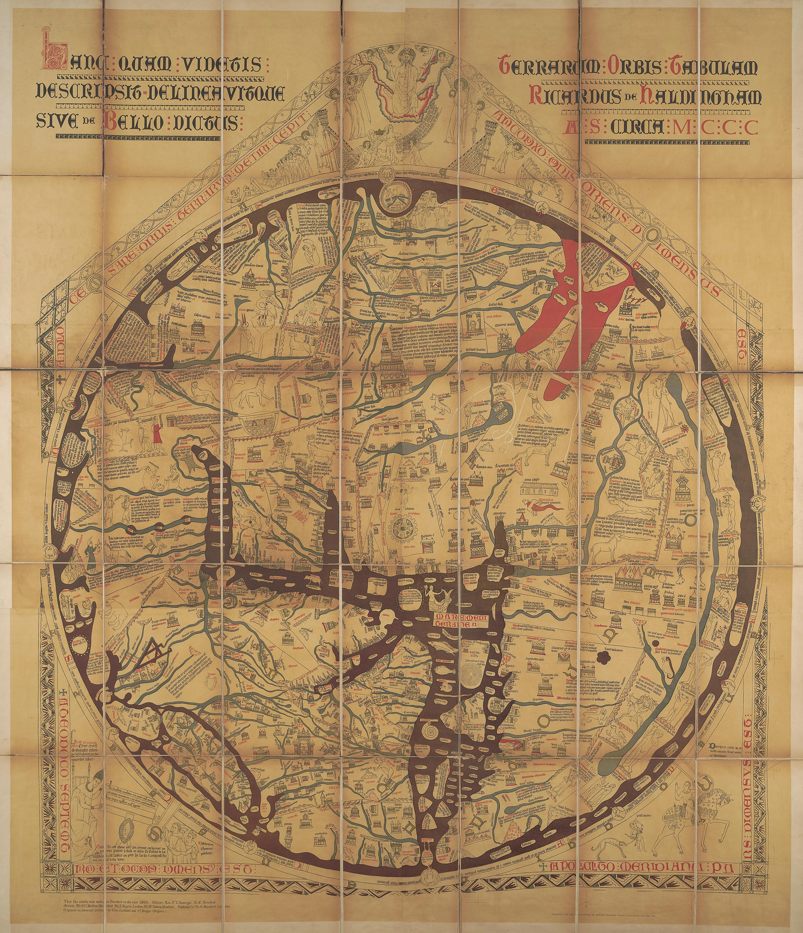 Hereford map facsimile by Havergal 1872