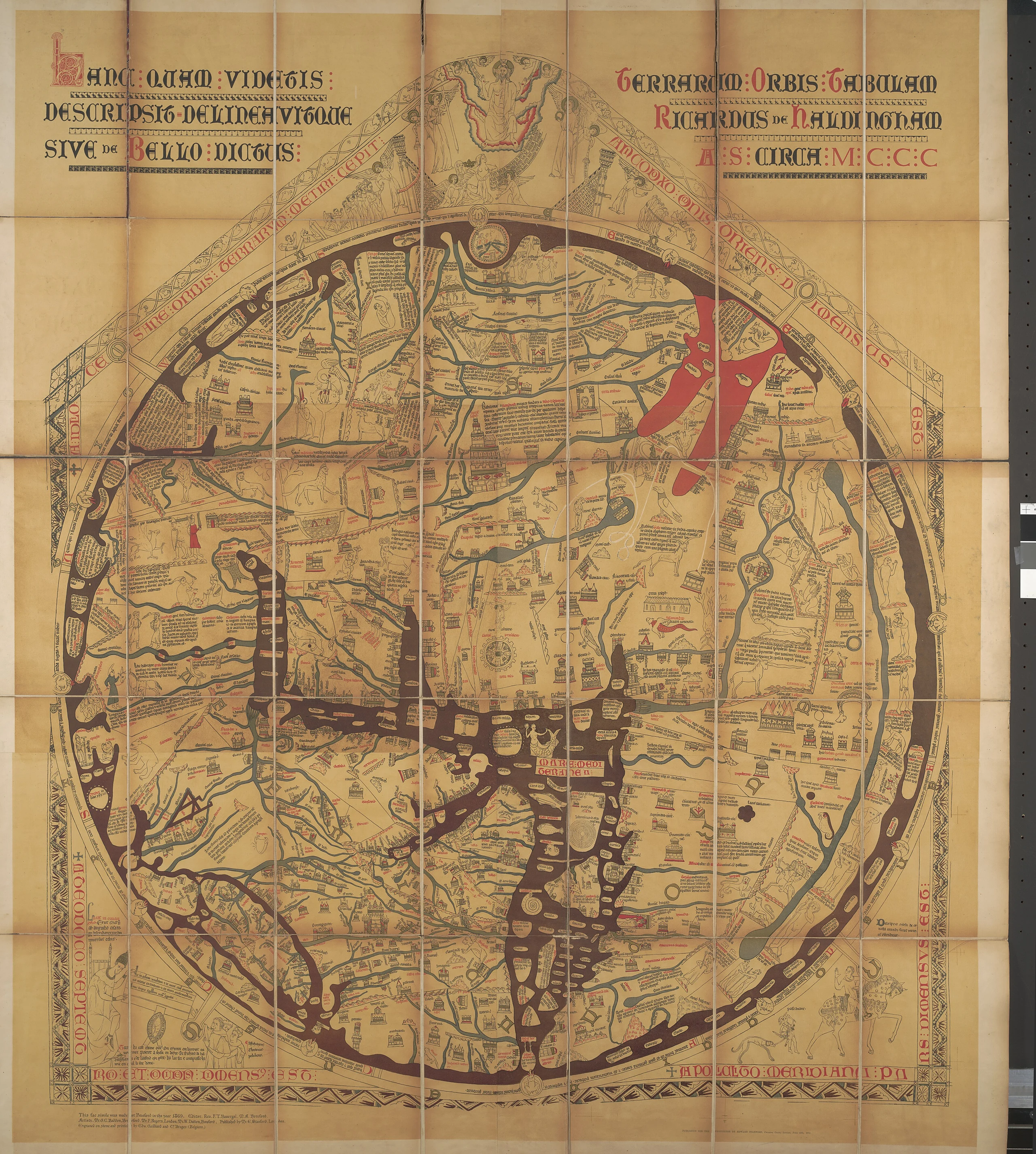 Hereford map facsimile by Havergal 1872