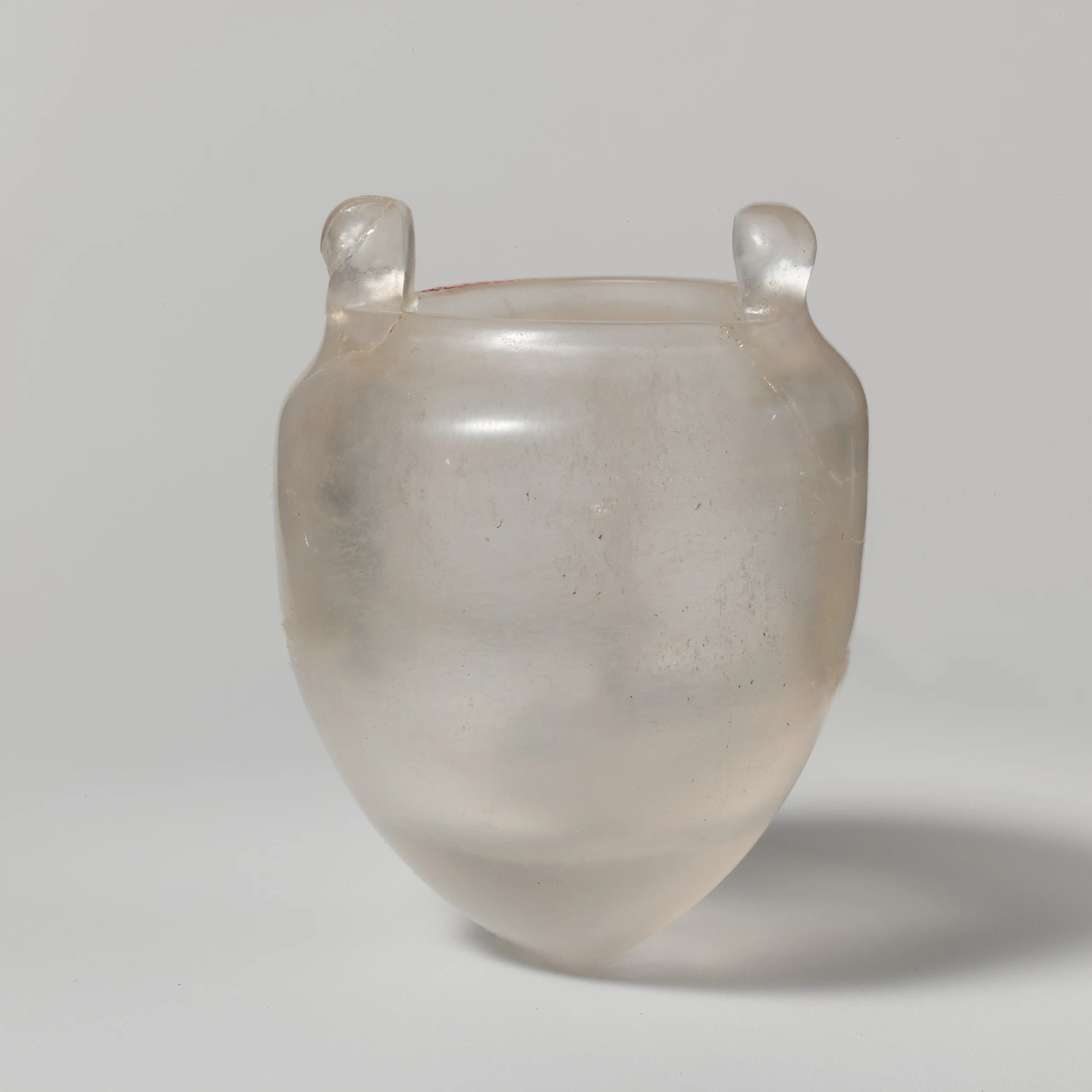 Rock-crystal ovoid vessel with wide mouth