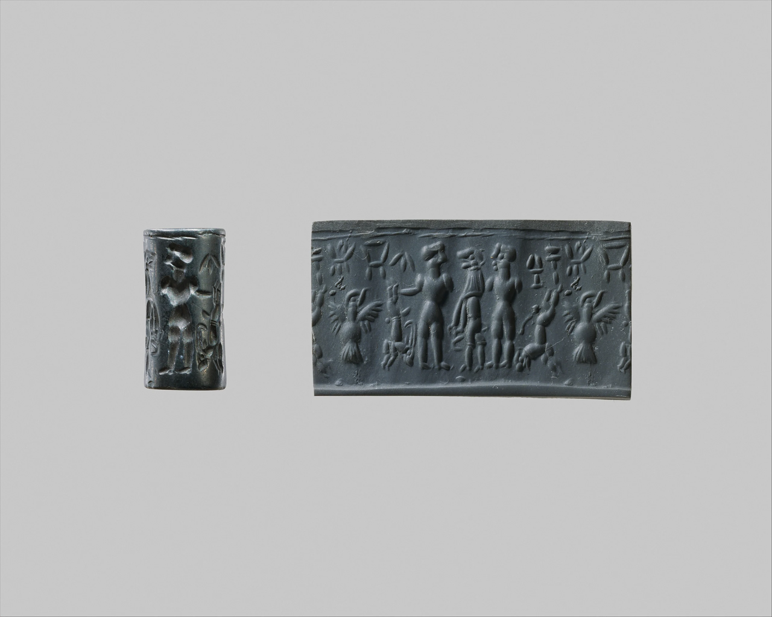 Cylinder seal and modern impression: combat between men and a lion