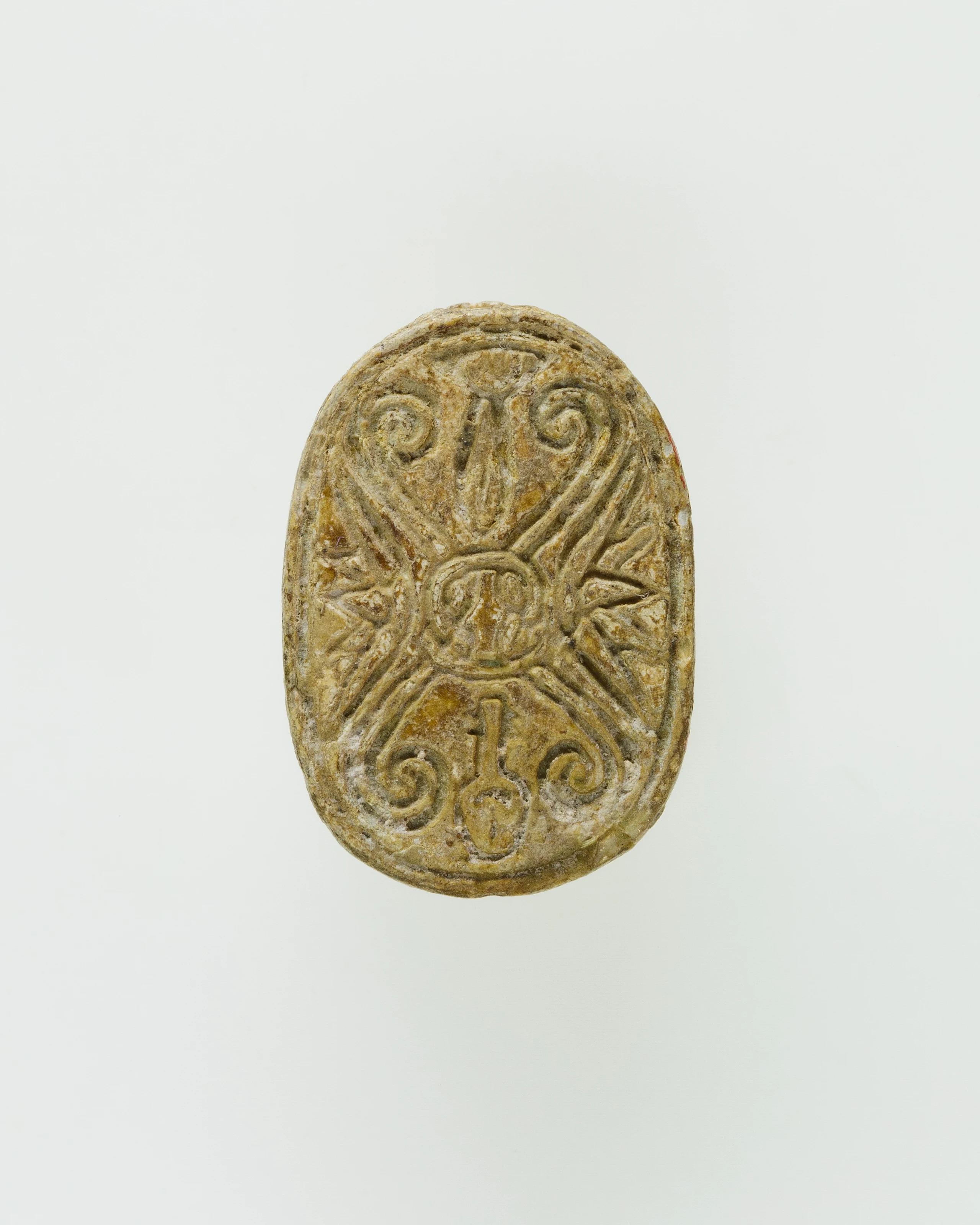 Scarab Incised with Hieroglyphs and a Cruciform Design