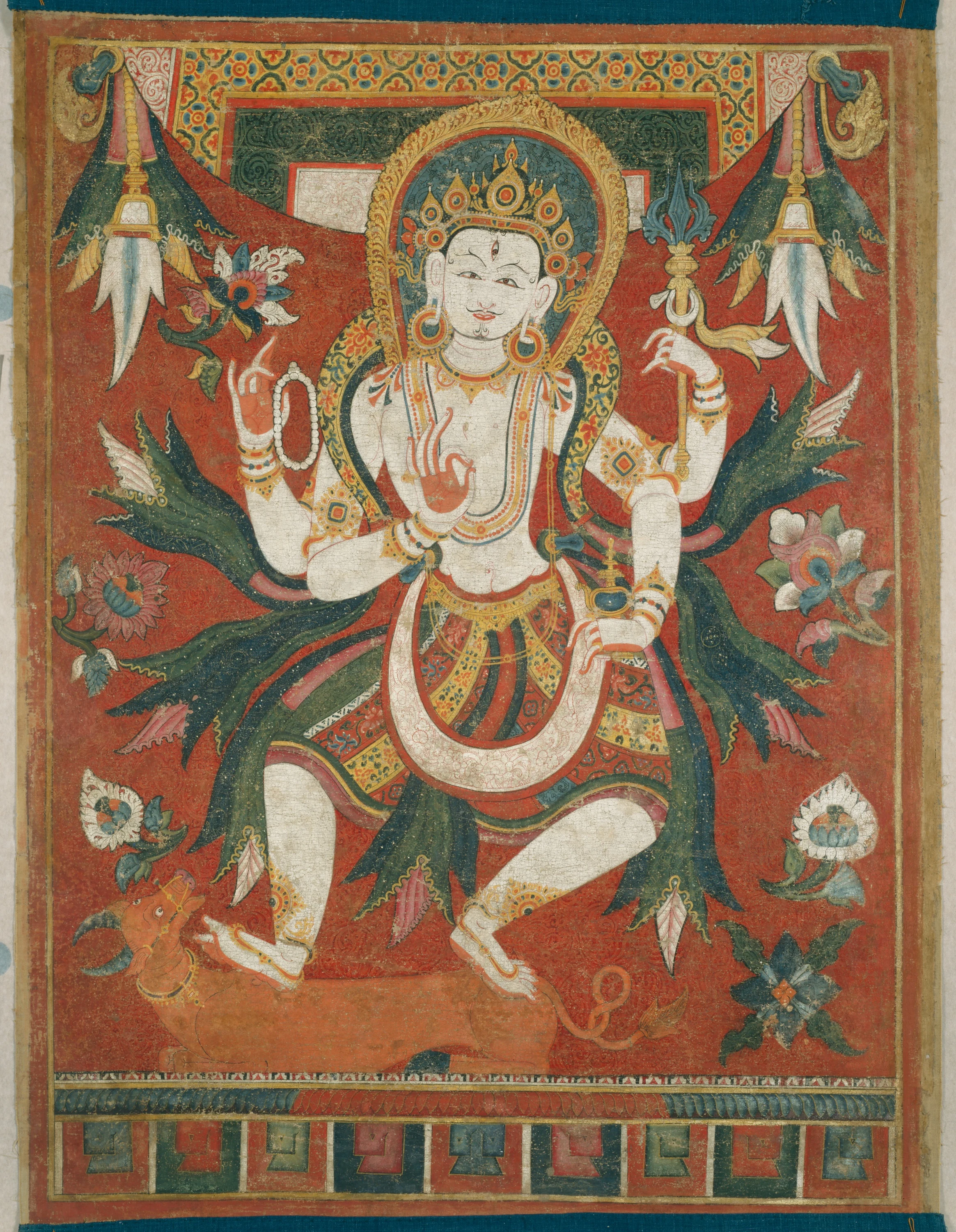 Double-Sided Painted Banner (Paubha) with God Shiva