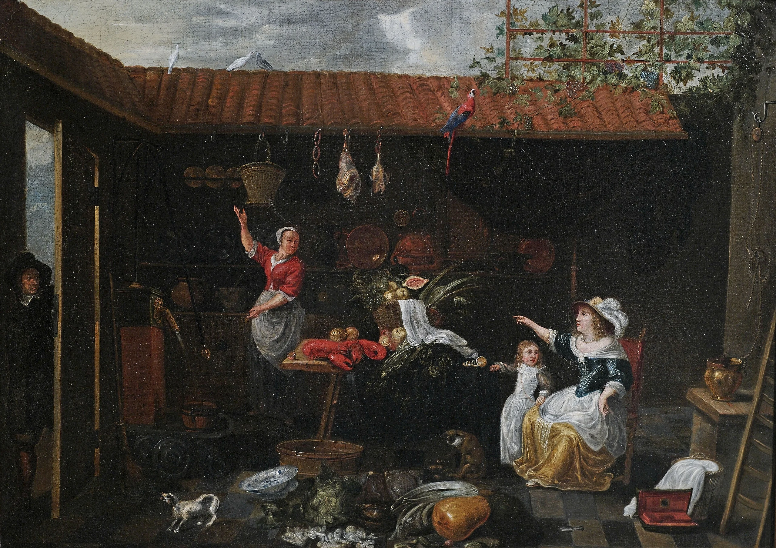 Jan van Buken (attr) Hof mit Küchenvorräten