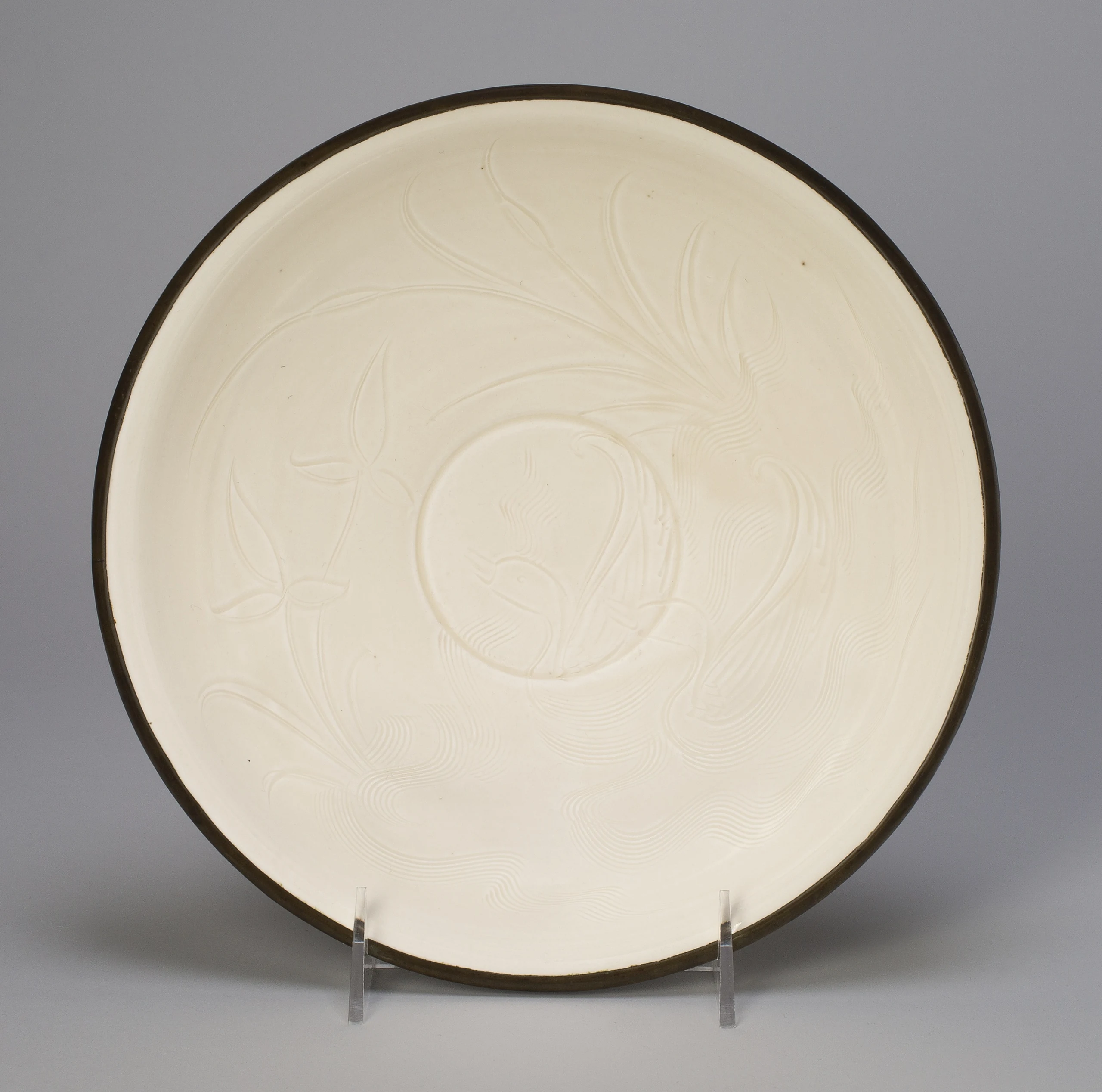 Bowl with Mandarin Ducks among Leaves and Cattails
