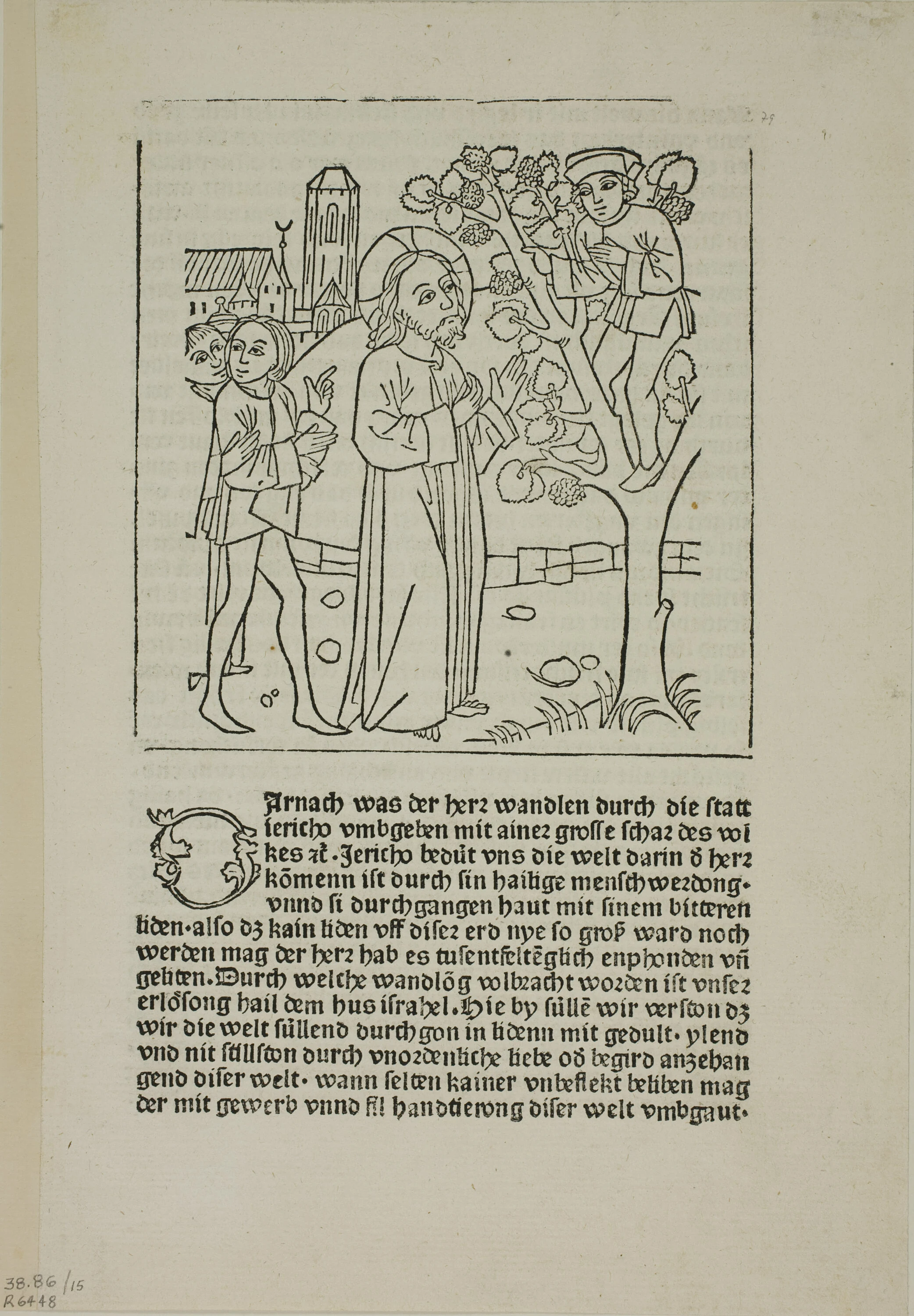 Jesus Calling Zacchaeus from Geistliche Auslegung des Lebens Jesu Christi (The Spiritual Interpretation of the Life of Christ), Plate 15 from Woodcuts from Books of the 15th Century