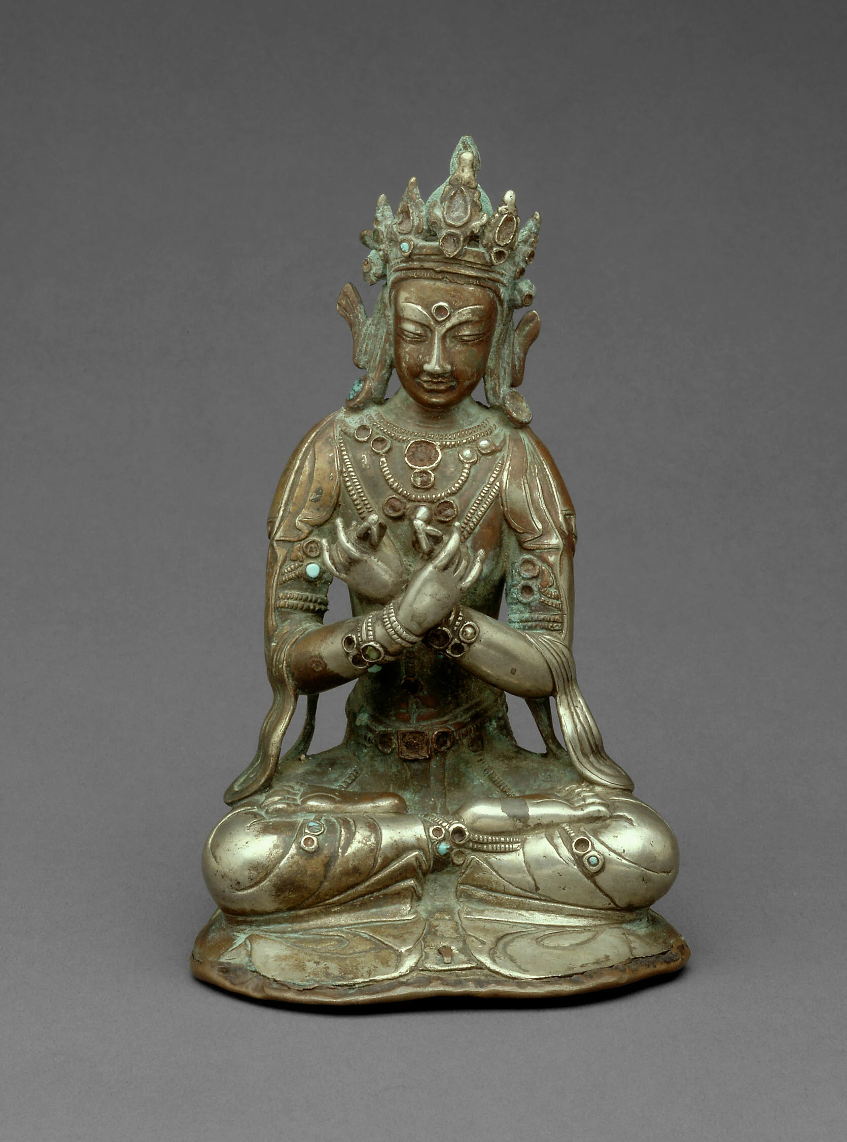 Vajradhara Buddha Seated Holding a Thunderbolt (Vajra) and Bell (Ghanta)