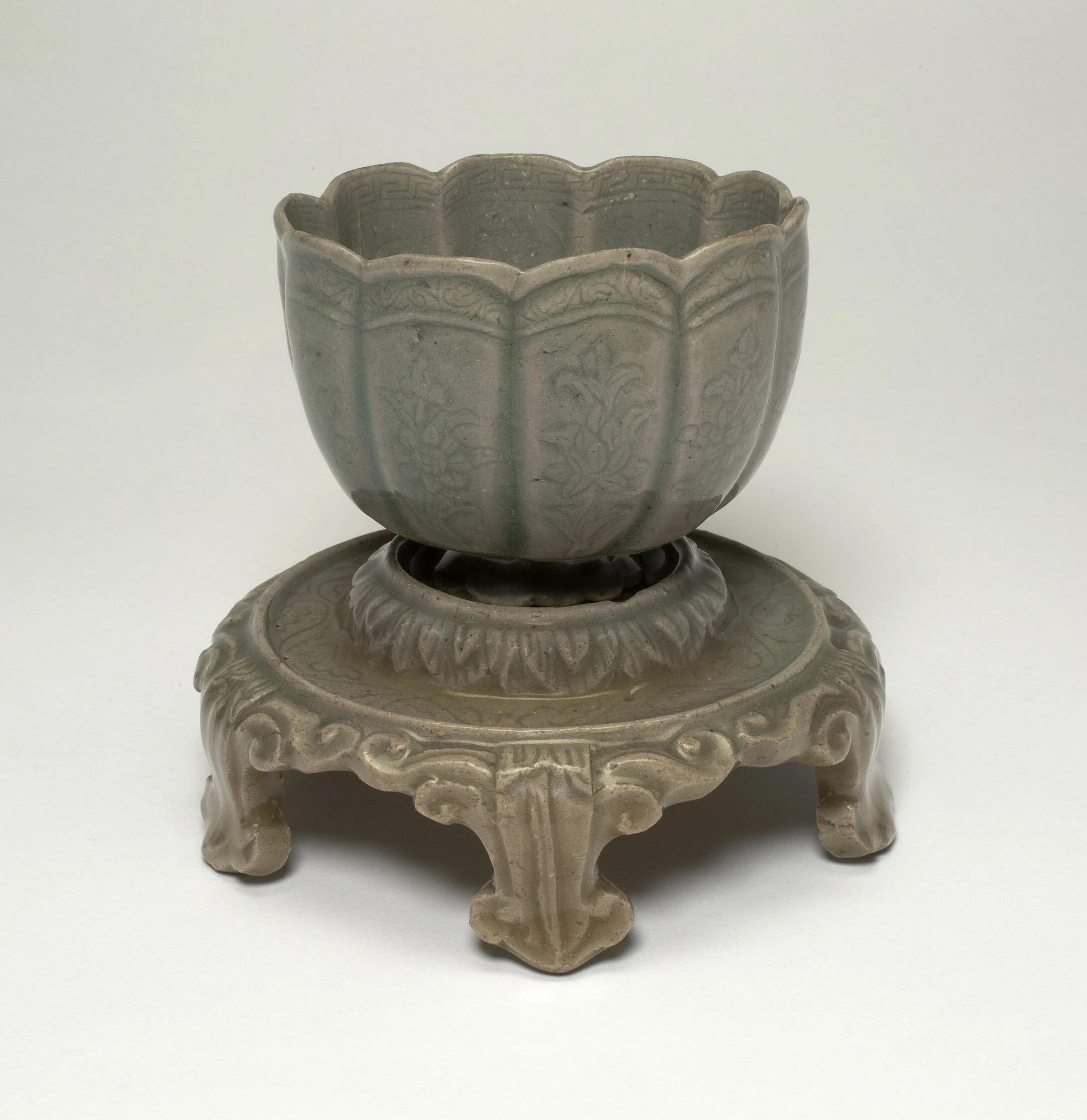 Lobed Cup and Stand with Lotus Motif