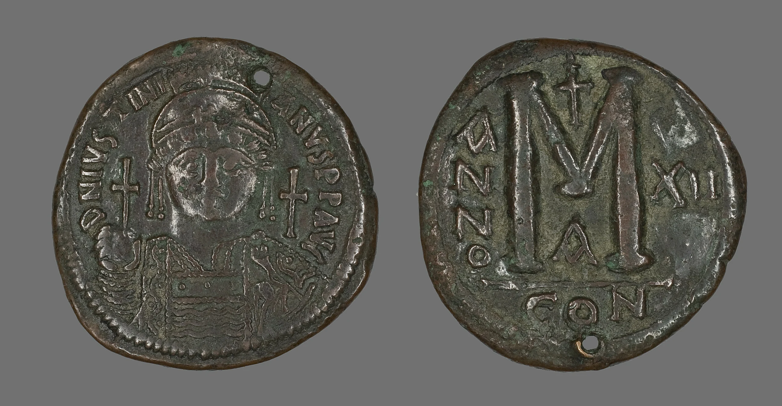 Follis (Coin) Portraying the Emperor Justinian I