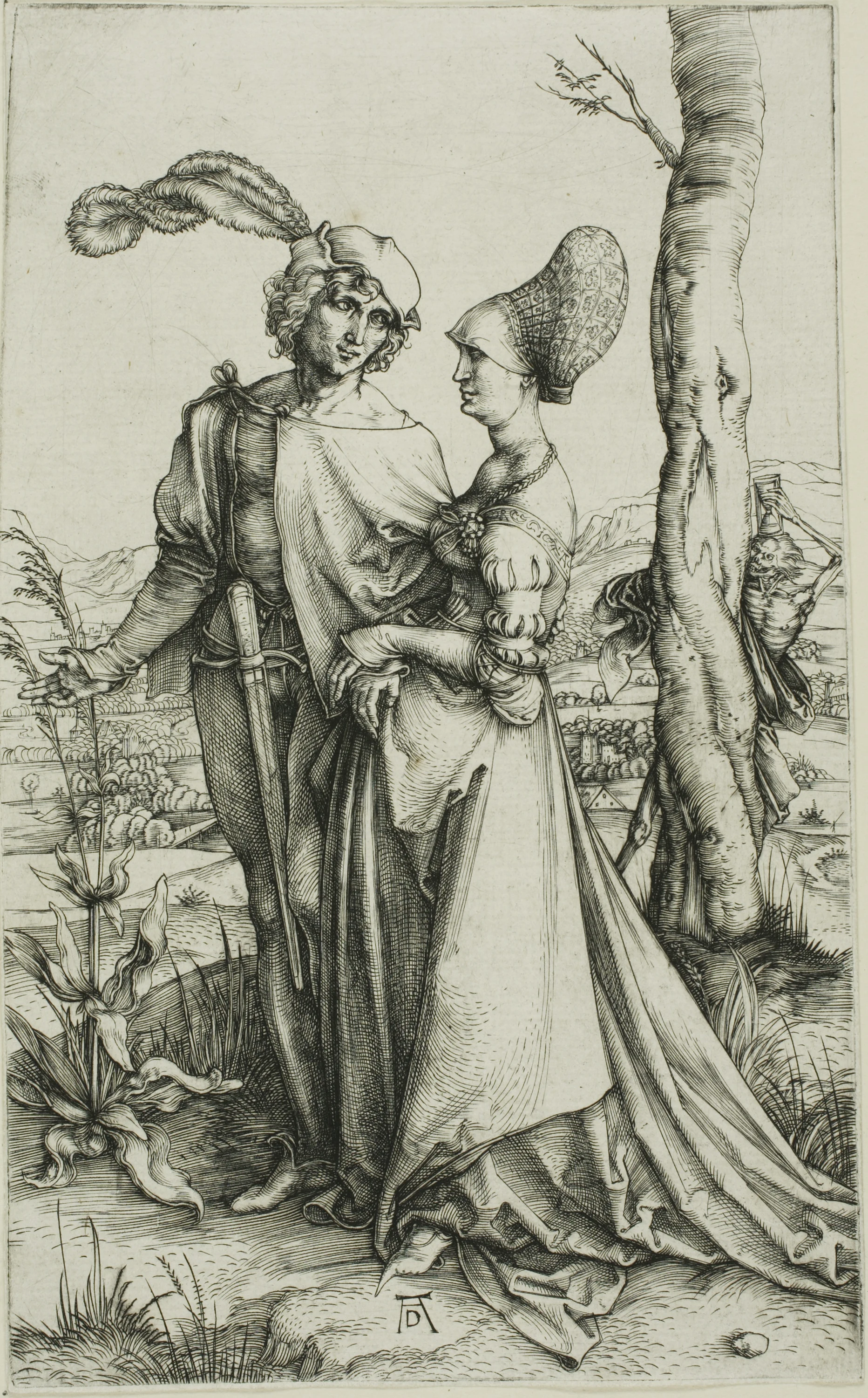 Young Couple Threatened by Death (The Promenade)