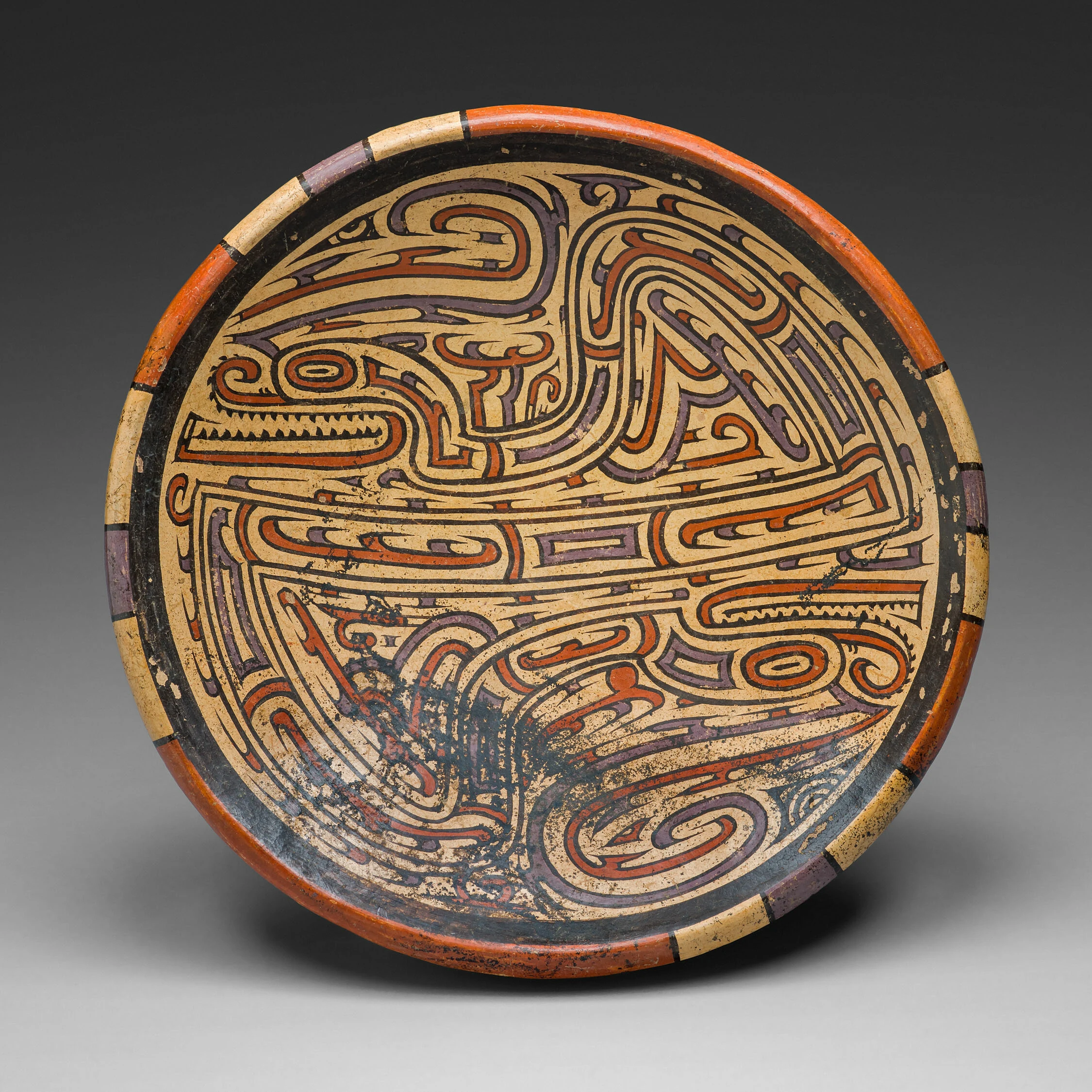 Pedestal Bowl Depicting Bicephalic Footed Serpent with Headcrest
