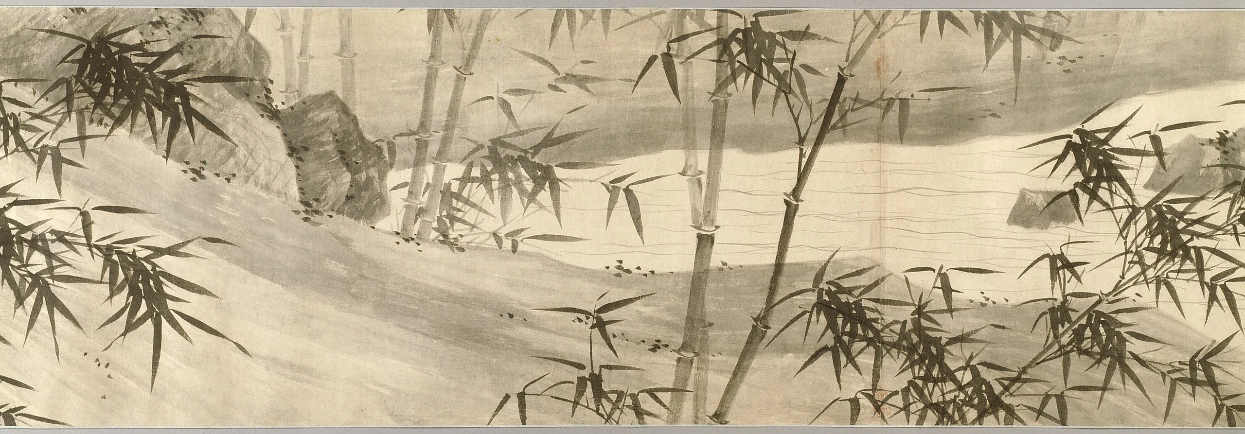 Bamboo-Covered Stream in Spring Rain