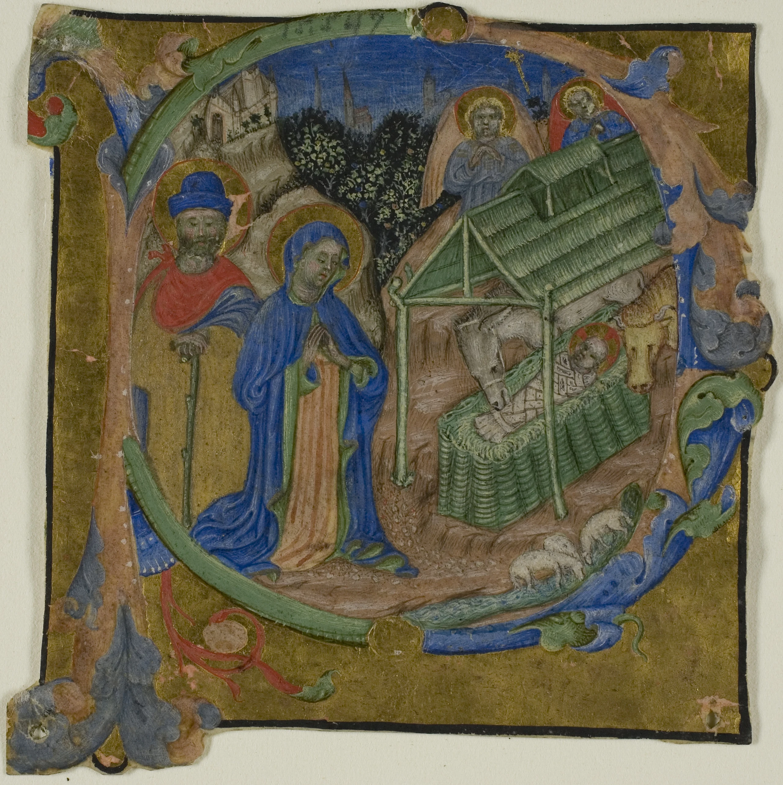 The Nativity in a Historiated Initial "P" from a Choir Book
