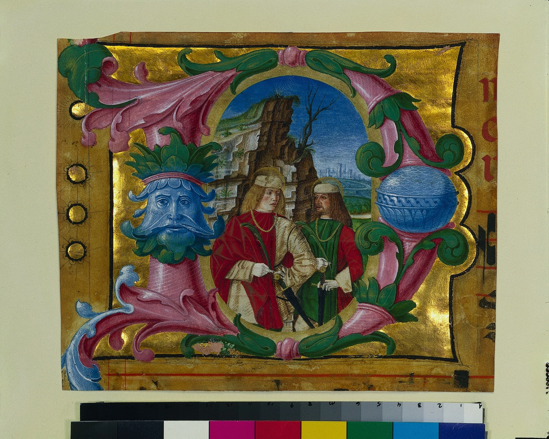 Historiated Initial (D) Excised from a Choir Book: Two Martyr Saints