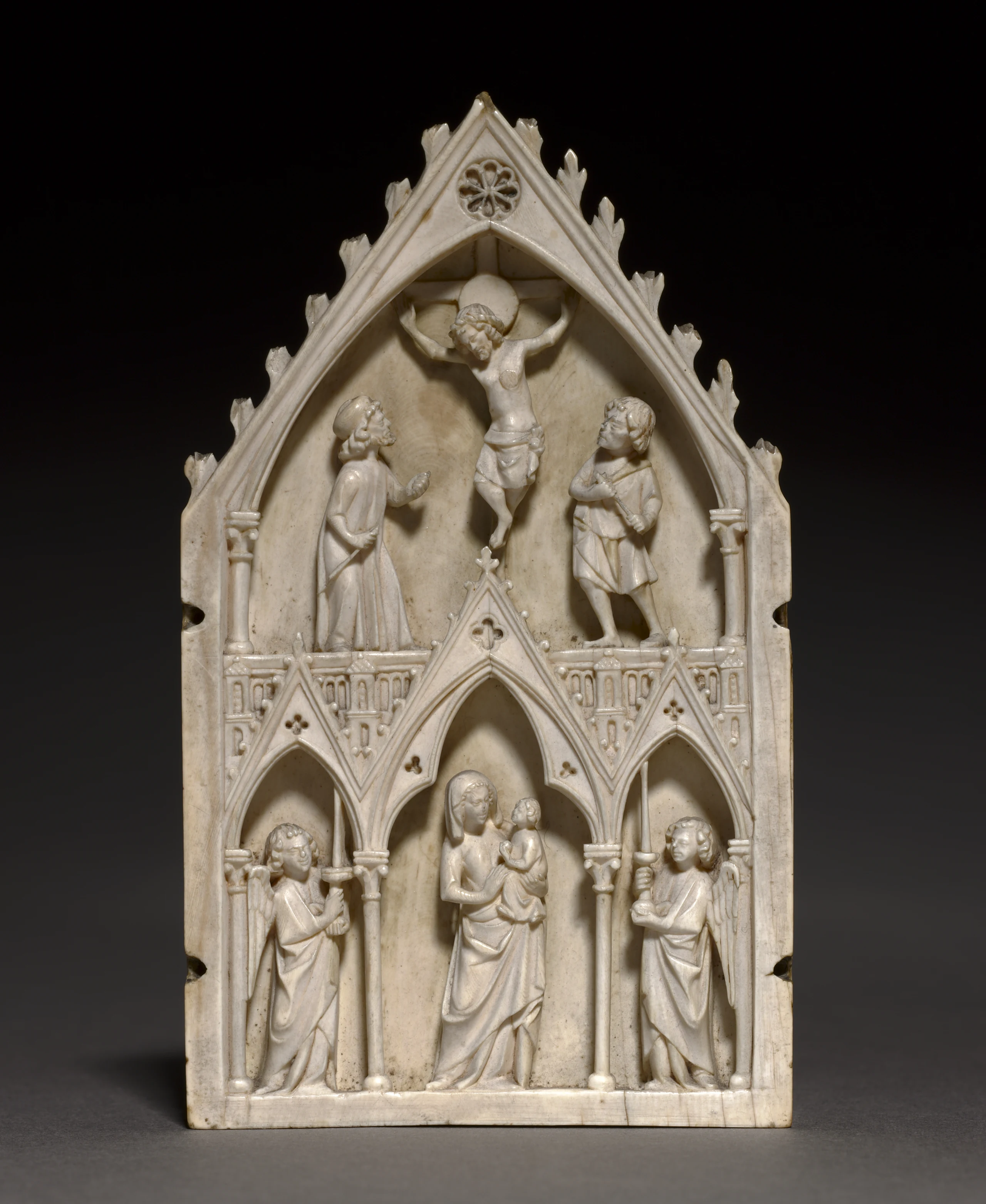 Plaque: The Crucifixion and Virgin and Child with Angels