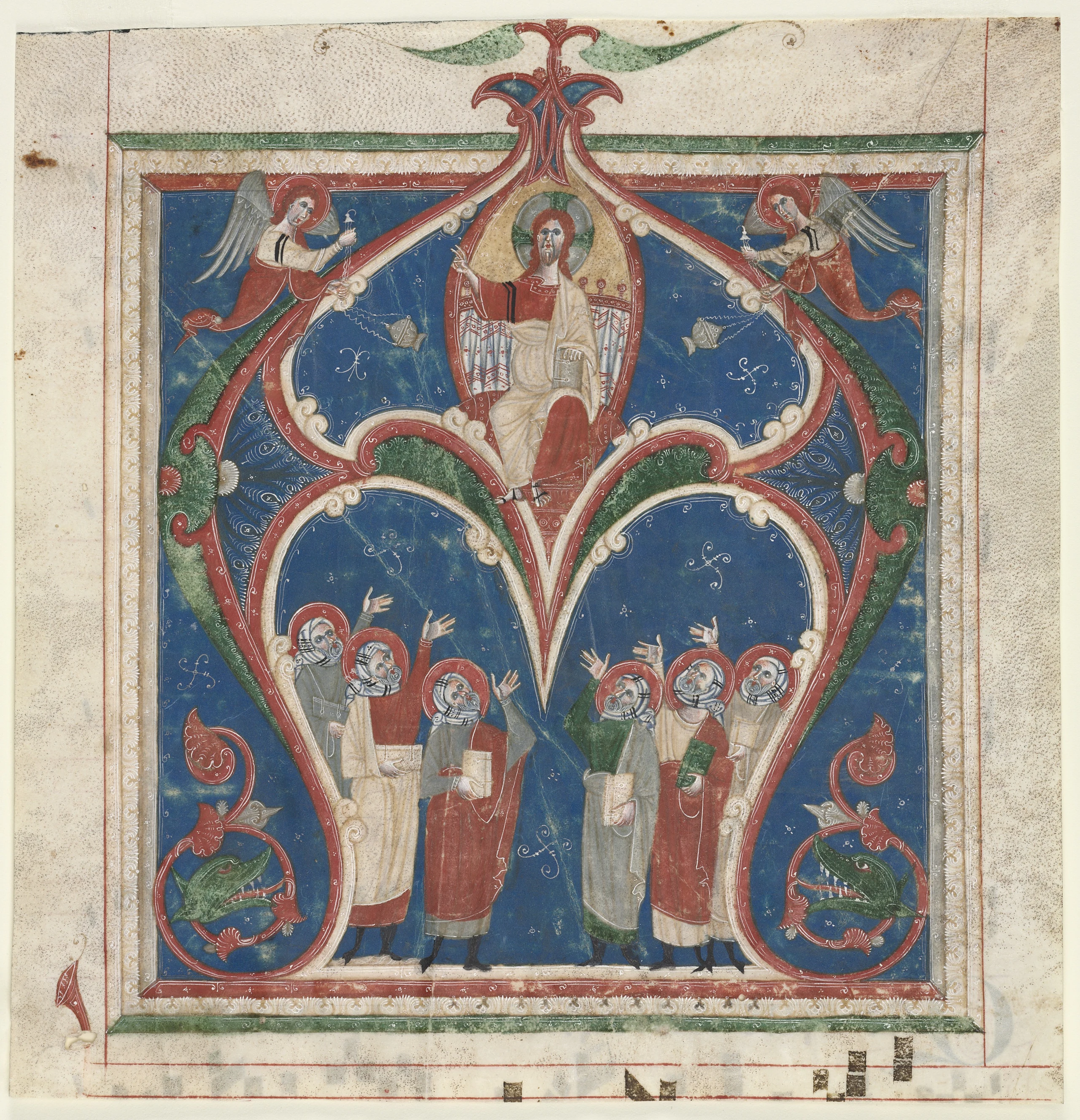 Historiated Initial (A) Excised from an Antiphonary: Christ in Majesty with Prophets