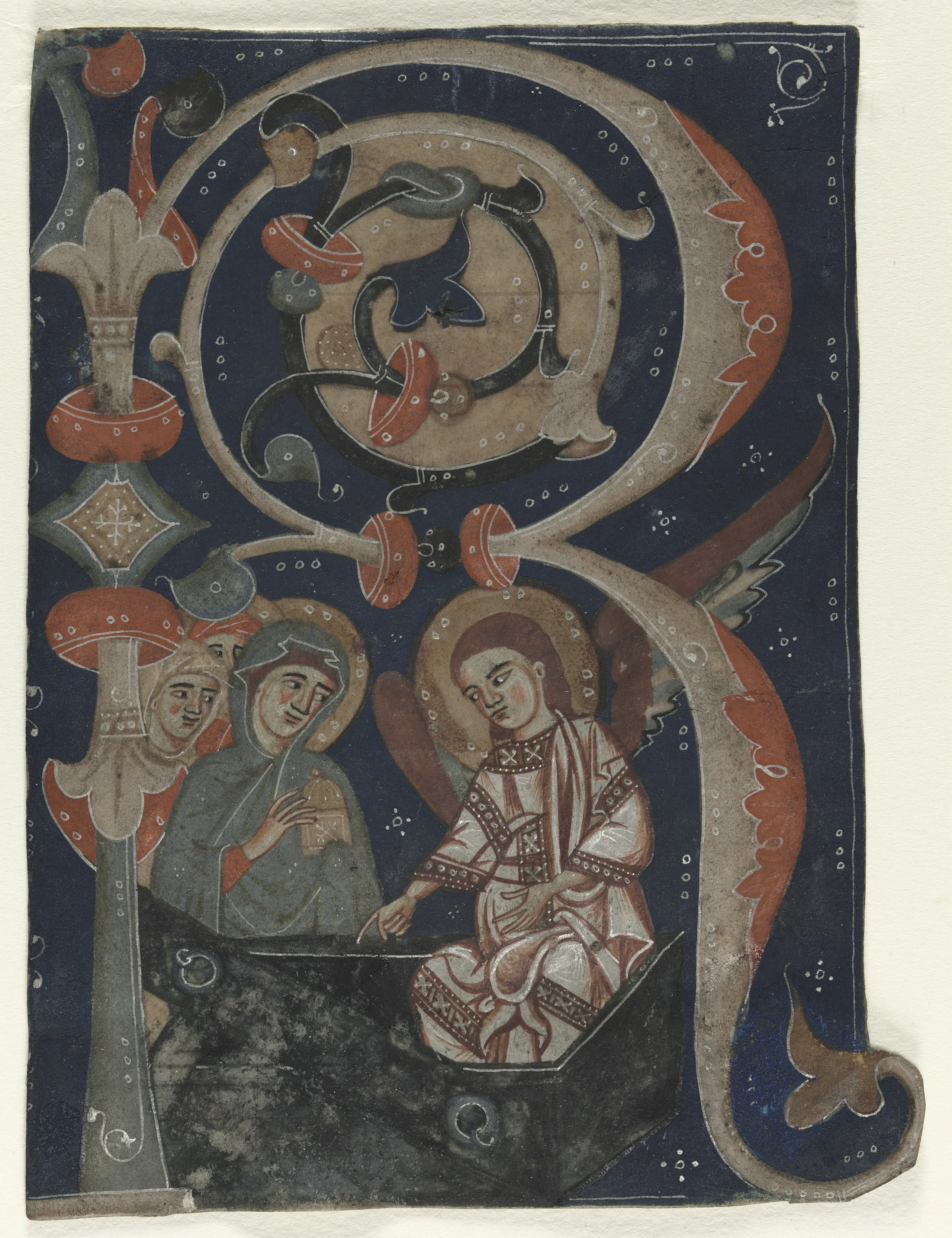 Historiated Initial (R) Excised from a Gradual: The Three Marys at the Tomb