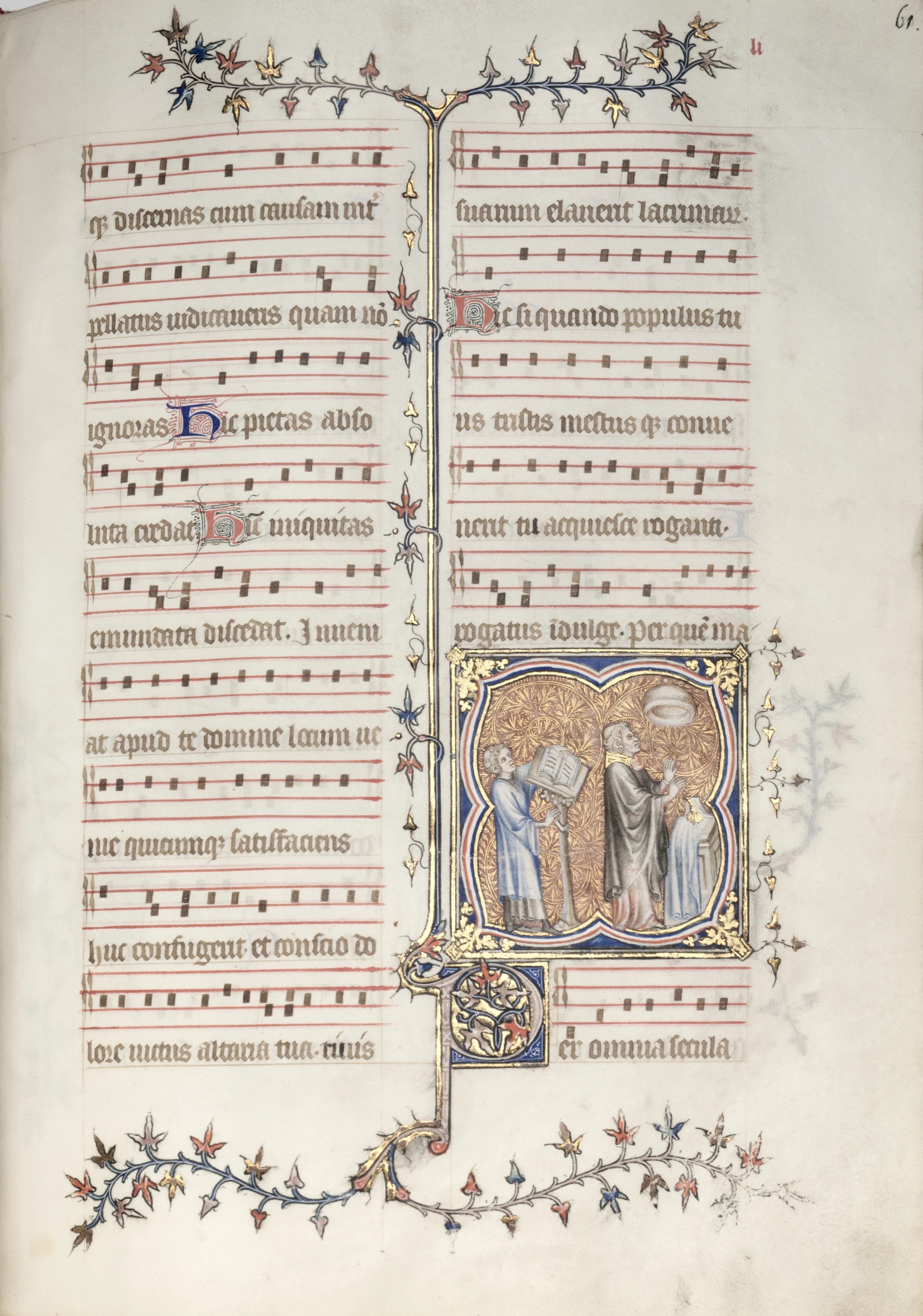 The Gotha Missal: Fol. 61r, A Priest Singing the Office