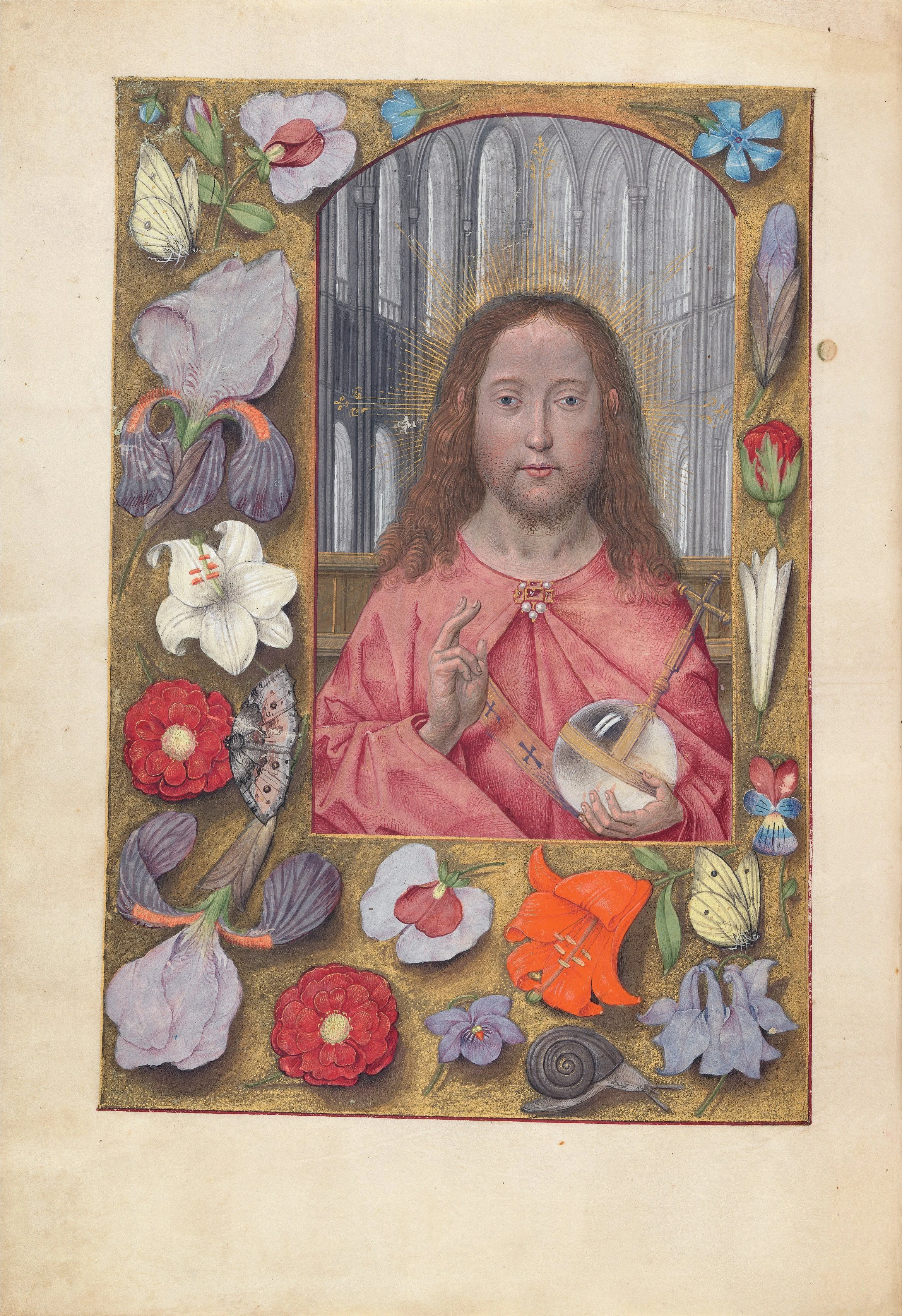 Hours of Queen Isabella the Catholic, Queen of Spain: Fol. 14v, Salvator Mundi