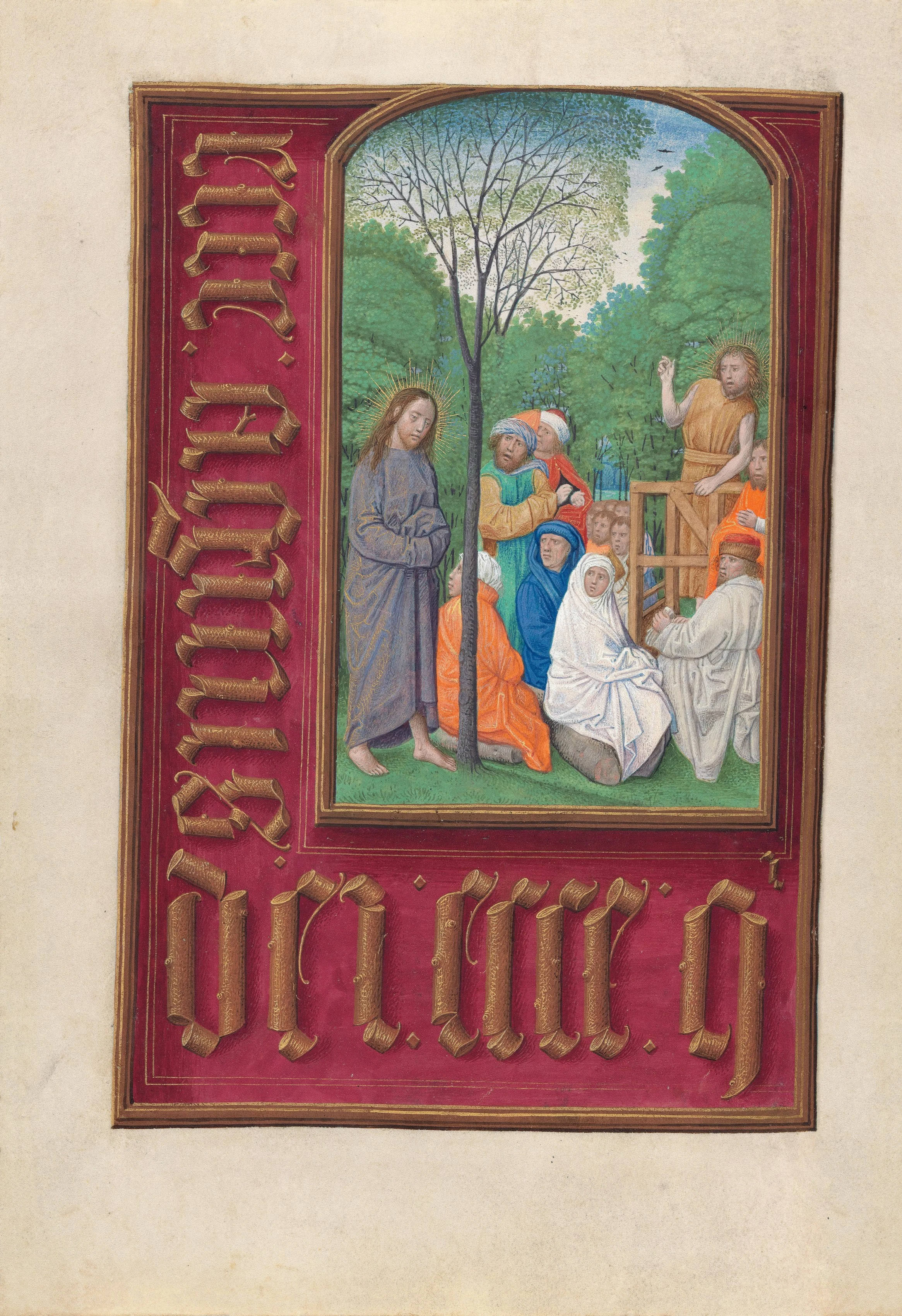 Hours of Queen Isabella the Catholic, Queen of Spain: Fol. 169v, St. John the Baptist Preaching