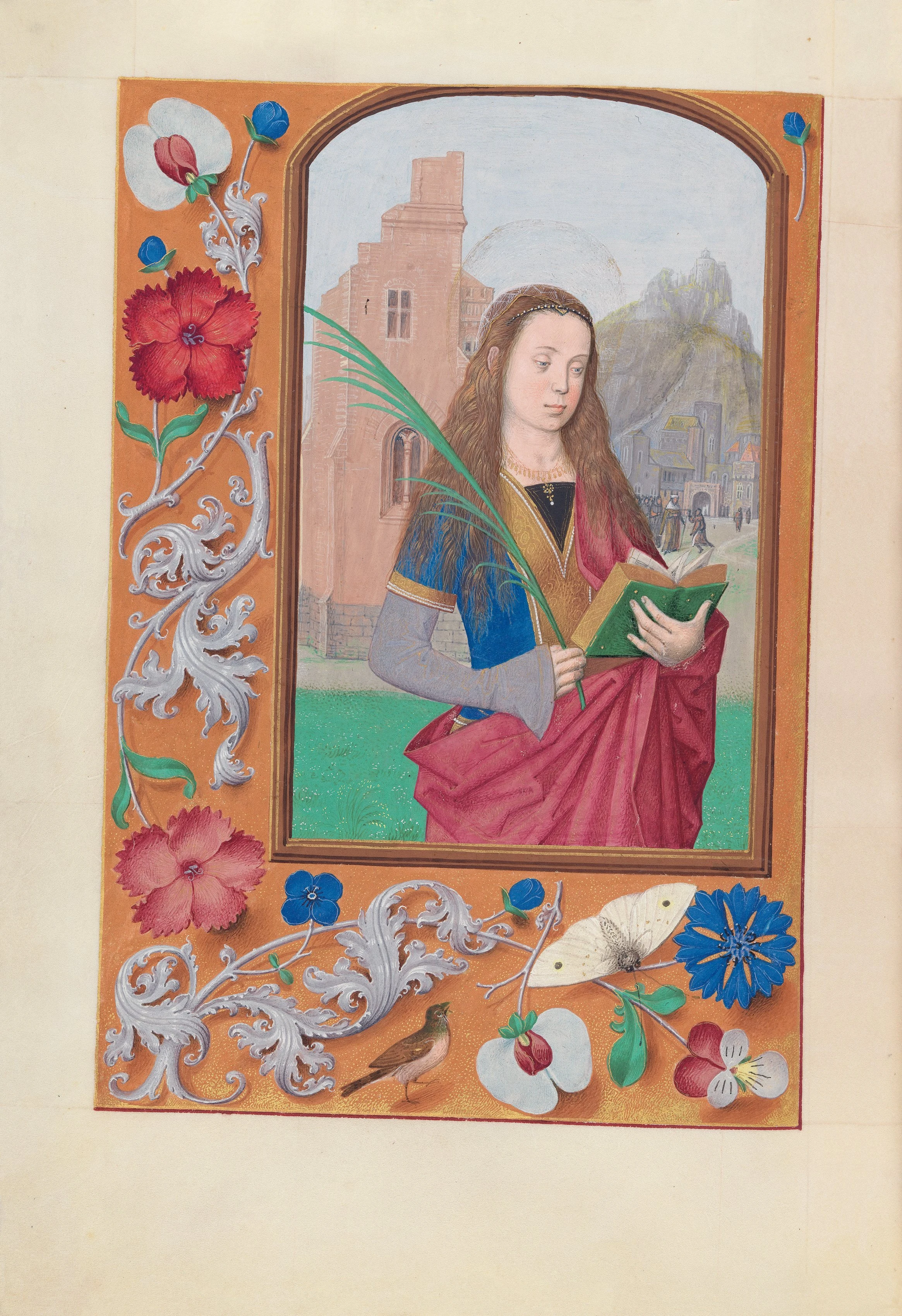 Hours of Queen Isabella the Catholic, Queen of Spain: Fol. 191v, St. Barbara