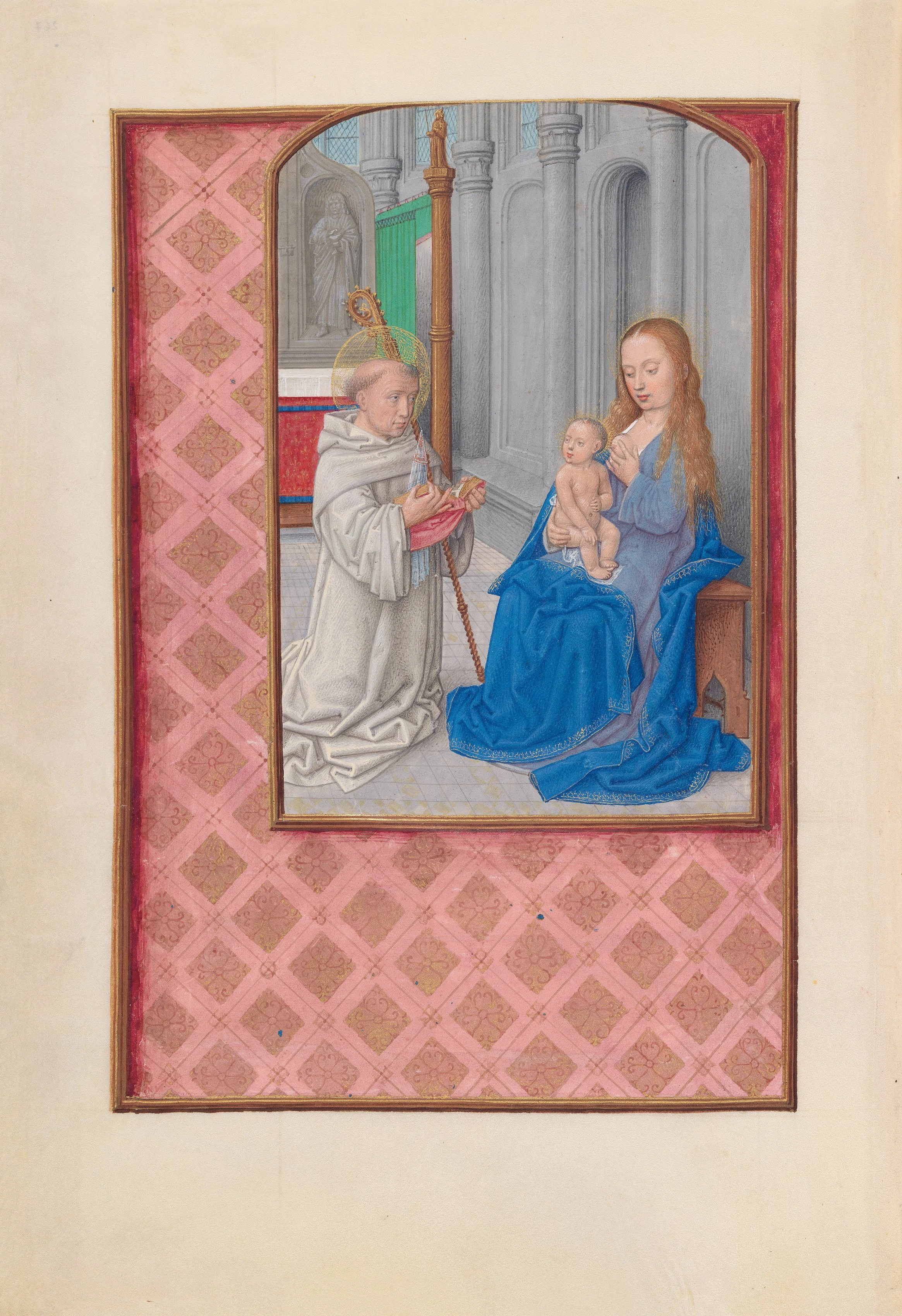 Hours of Queen Isabella the Catholic, Queen of Spain: Fol. 267v, Vision of St. Bernard