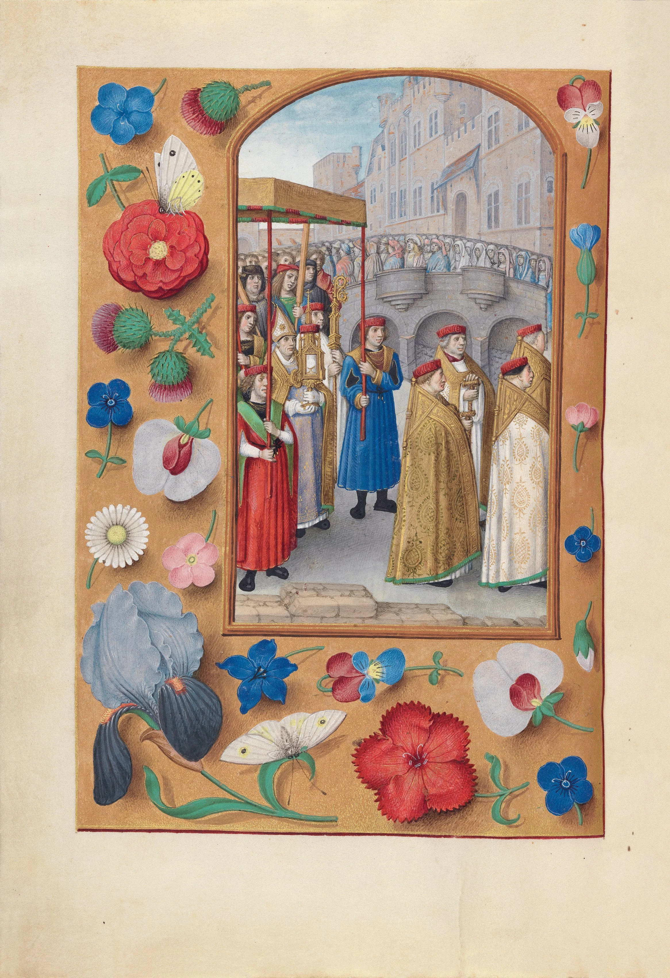 Hours of Queen Isabella the Catholic, Queen of Spain: Fol. 43v, Procession of the Sacrament